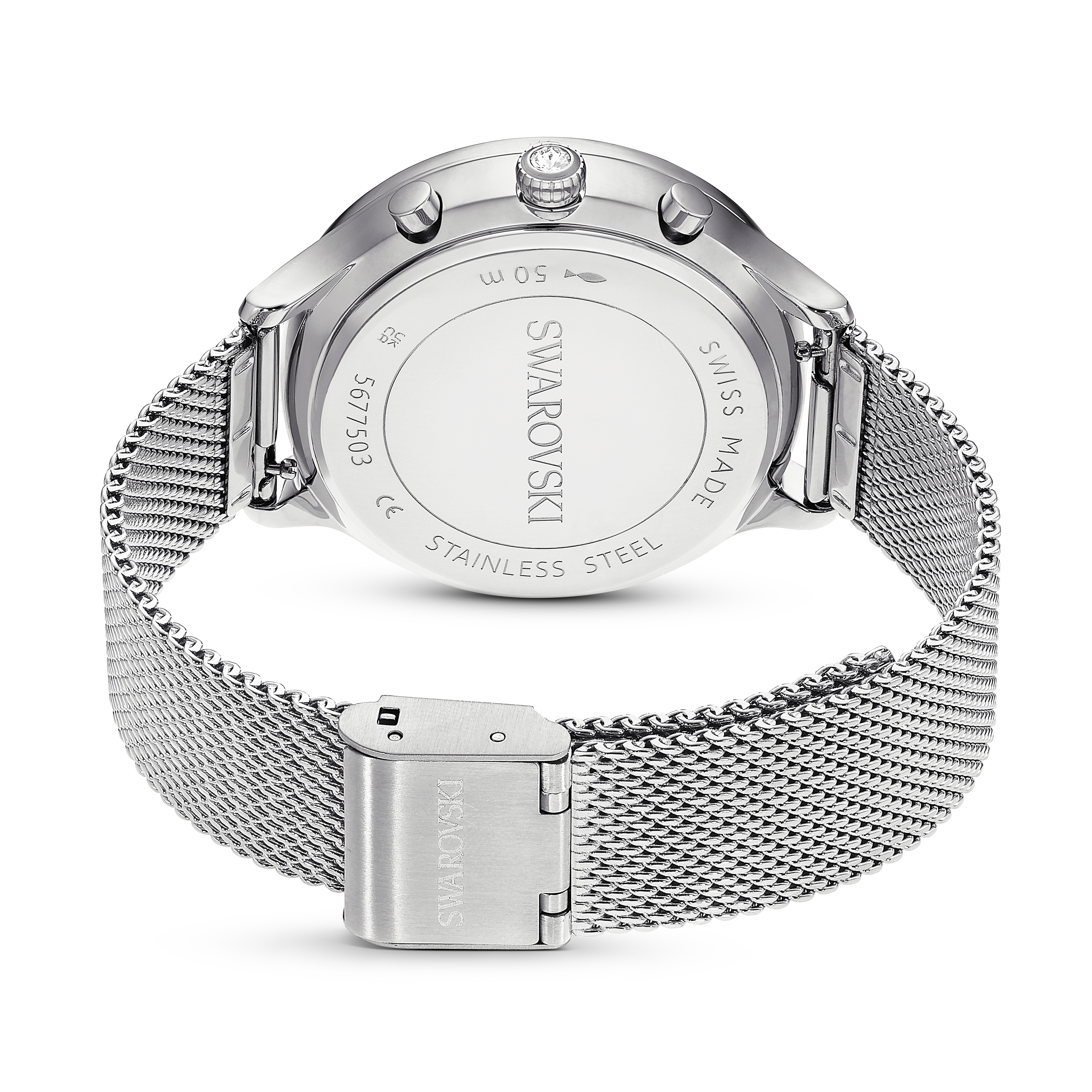 Swarovski Nova chrono watch, Swiss Made, Metal bracelet, Silver tone, Stainless Steel 5677503