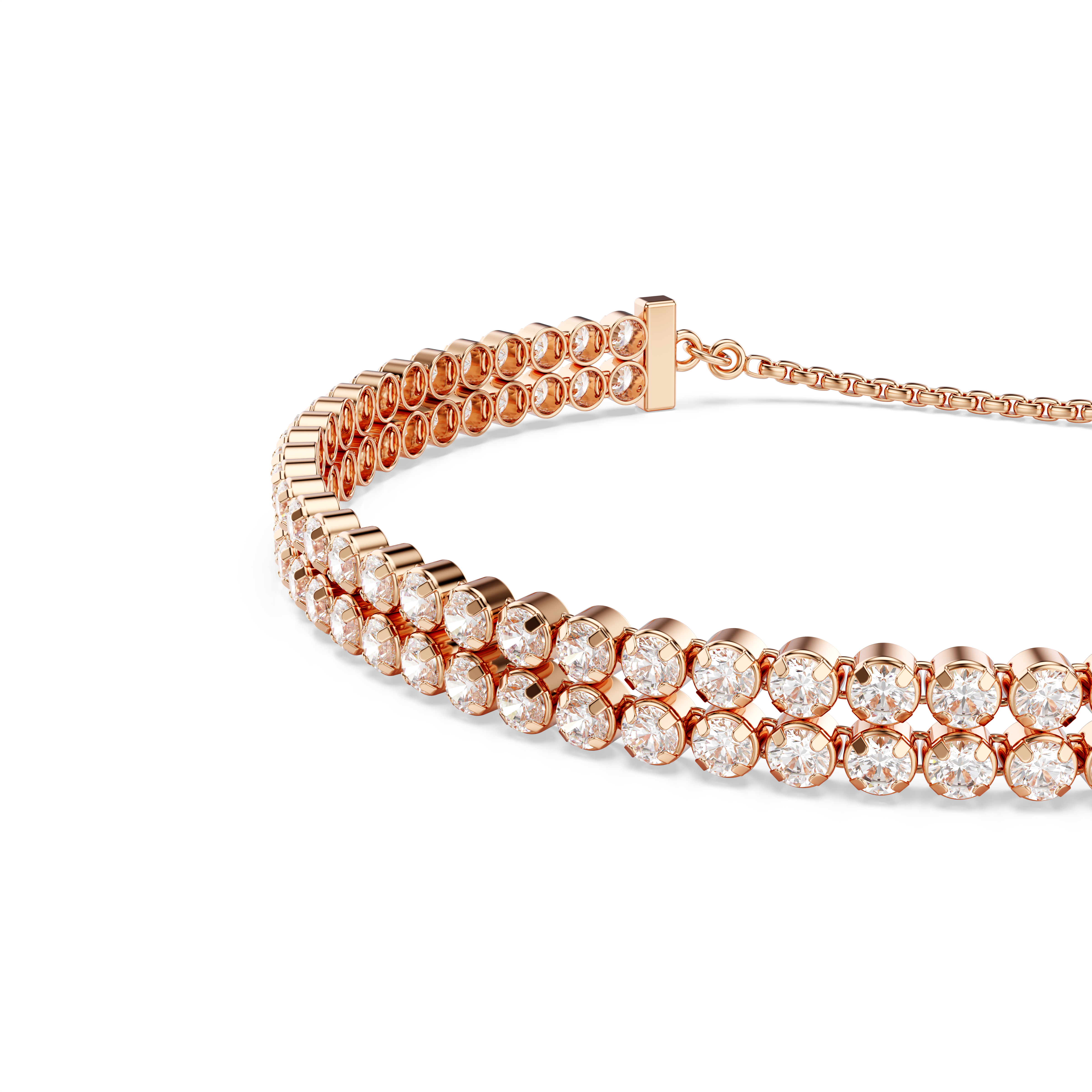 Swarovski Matrix Tennis bracelet, Round cut, White, Rose gold-tone plated 5677823