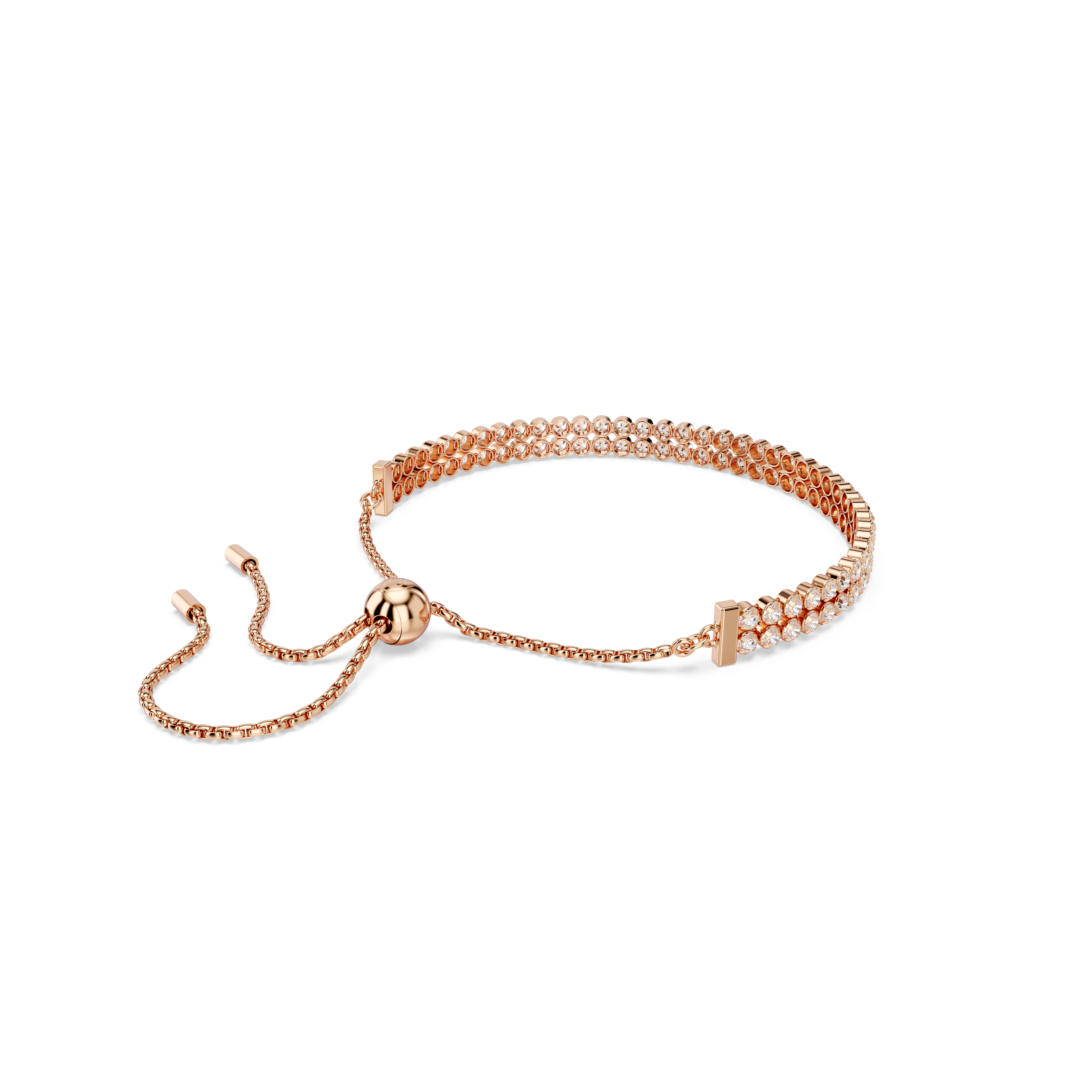 Swarovski Matrix Tennis bracelet, Round cut, White, Rose gold-tone plated 5677823