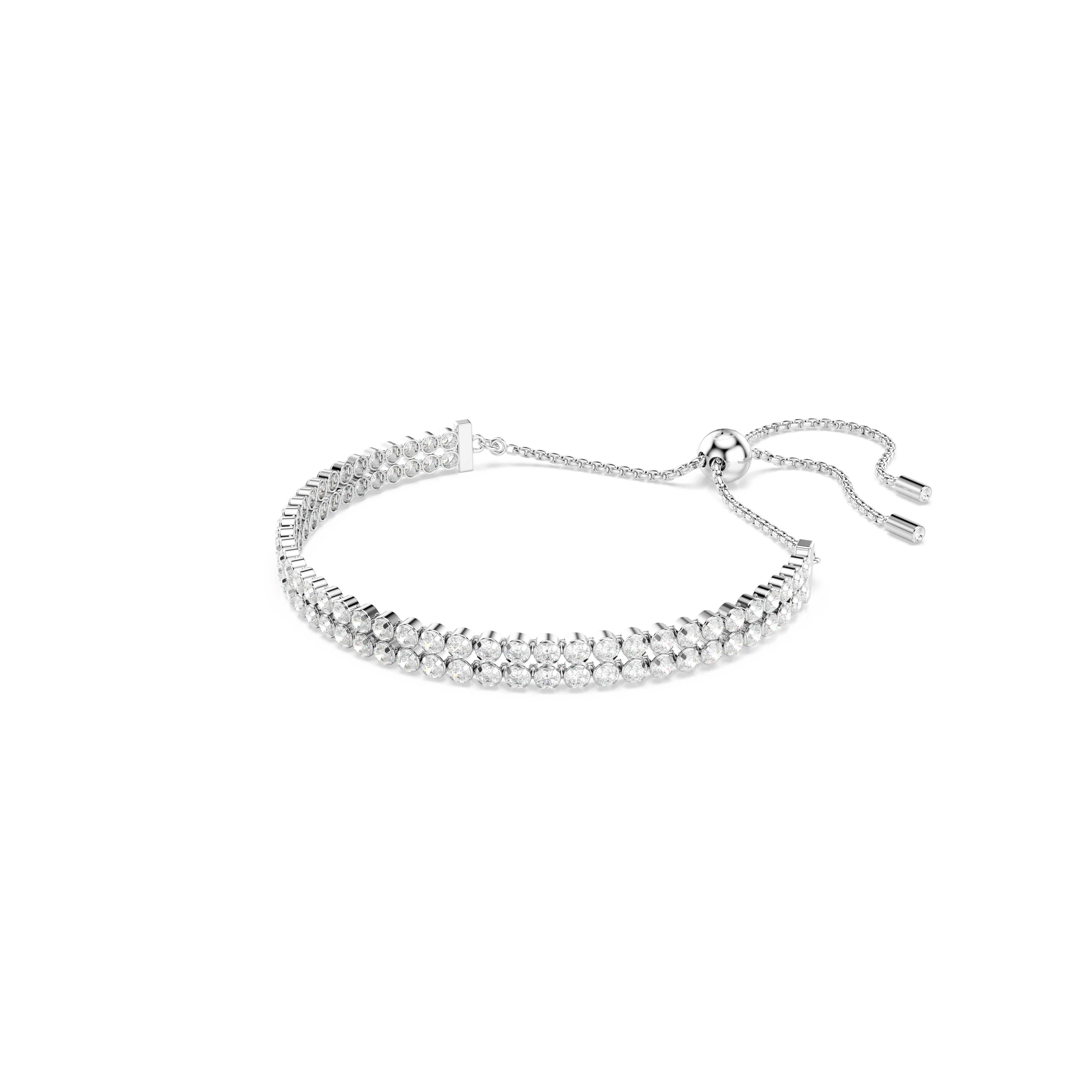 Swarovski Matrix Tennis bracelet, Round cut, White, Rhodium plated 5678252