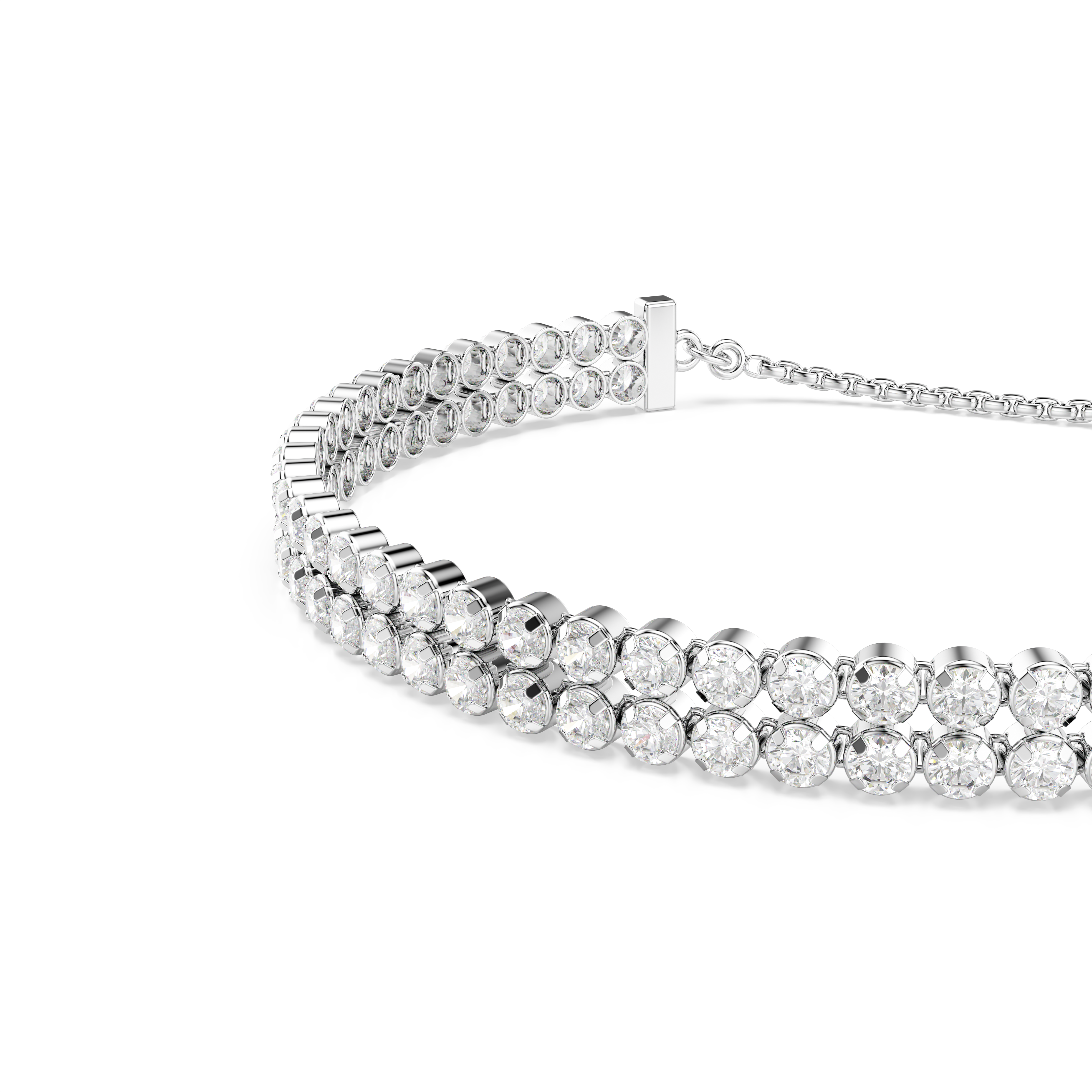Swarovski Matrix Tennis bracelet, Round cut, White, Rhodium plated 5678252