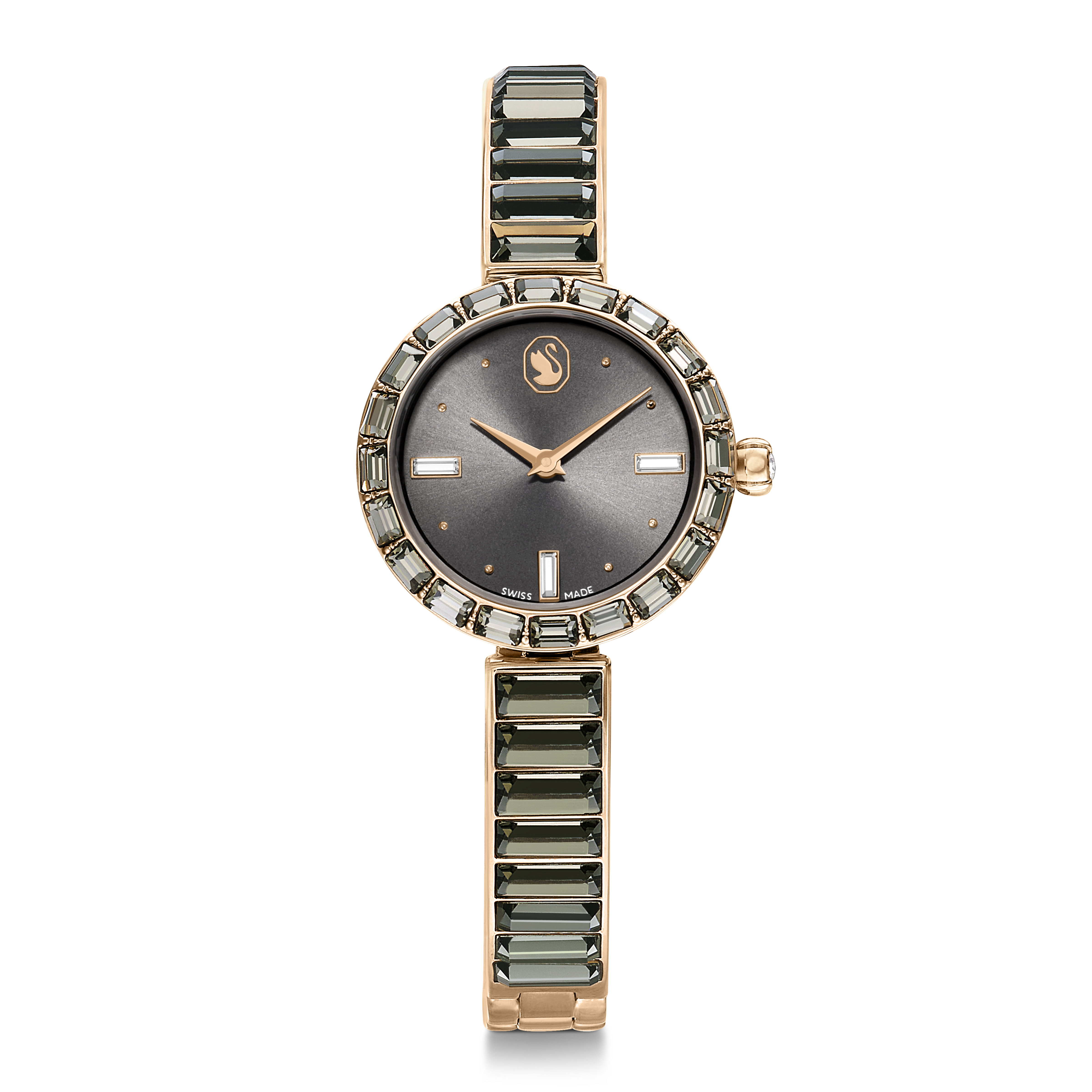 Swarovski Matrix bangle watch, Swiss Made, Crystal bracelet, Gray, Rose gold-tone finish 5679887