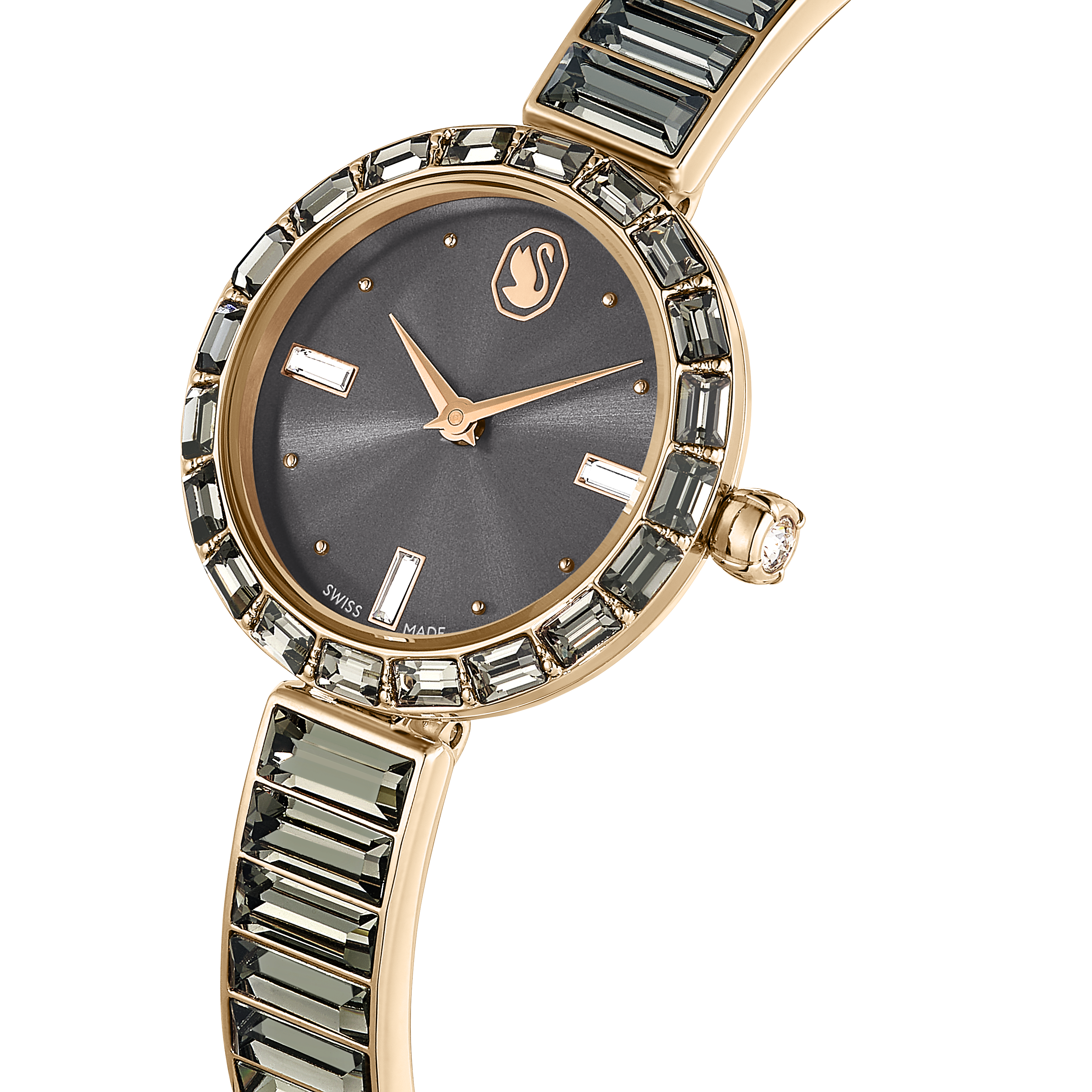 Swarovski Matrix bangle watch, Swiss Made, Crystal bracelet, Gray, Rose gold-tone finish 5679887