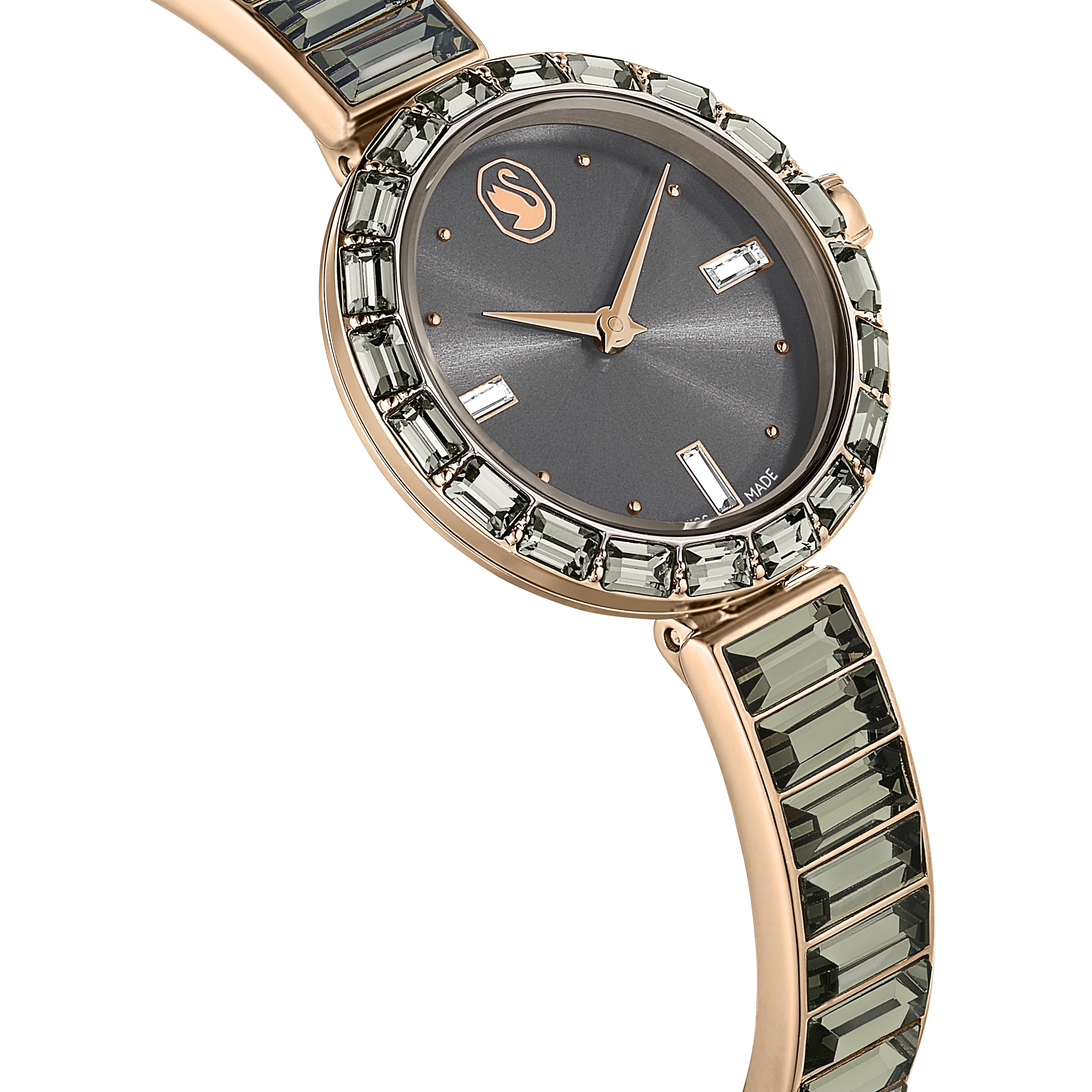 Swarovski Matrix bangle watch, Swiss Made, Crystal bracelet, Gray, Rose gold-tone finish 5679887