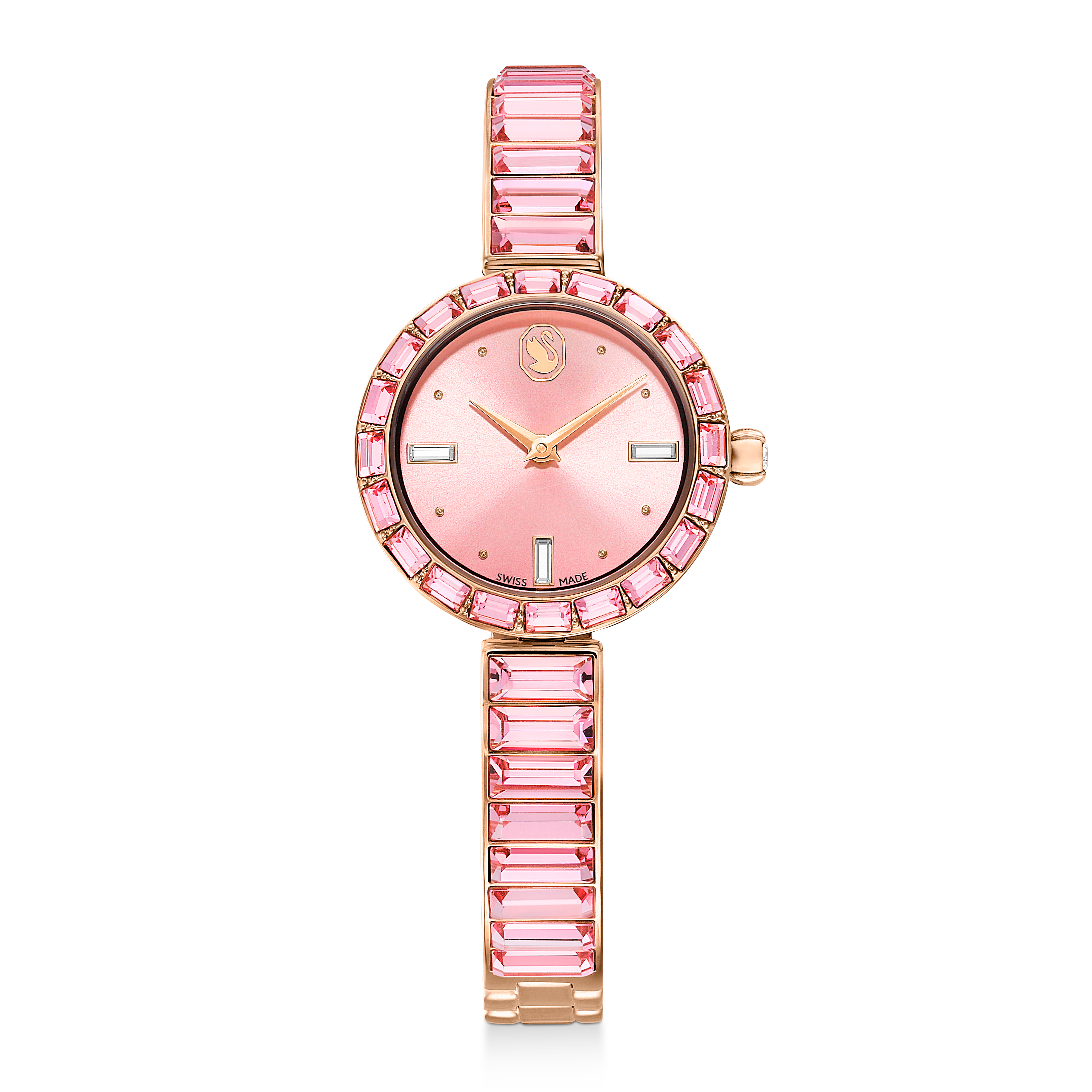 Swarovski Matrix bangle watch, Swiss Made, Crystal bracelet, Pink, Rose gold-tone finish 5679890