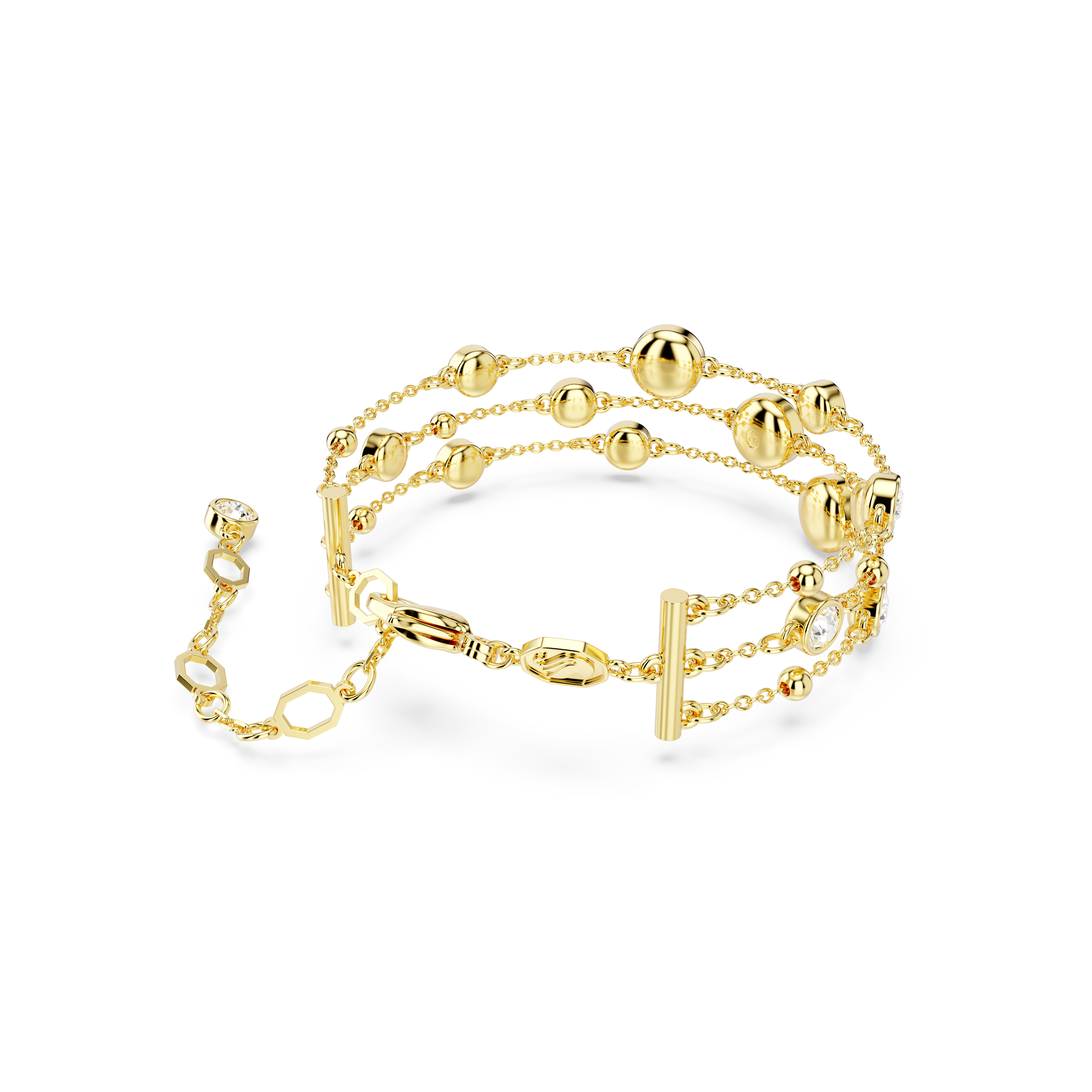 Swarovski Imber wide bracelet, Round cut, White, Gold-tone plated 5680095