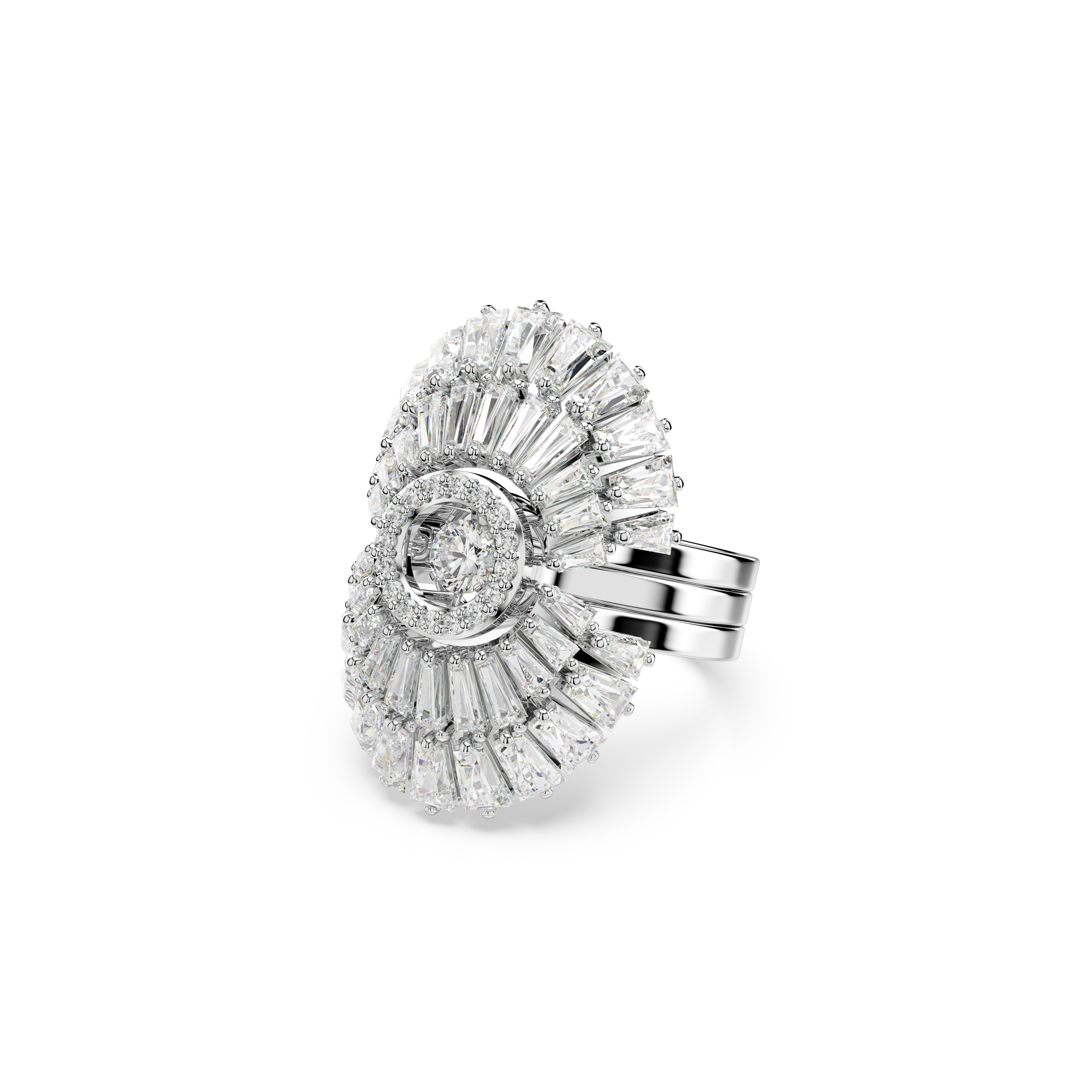 Swarovski Idyllia ring, Set (3), Mixed cuts, Shell, White, Rhodium plated 5680291