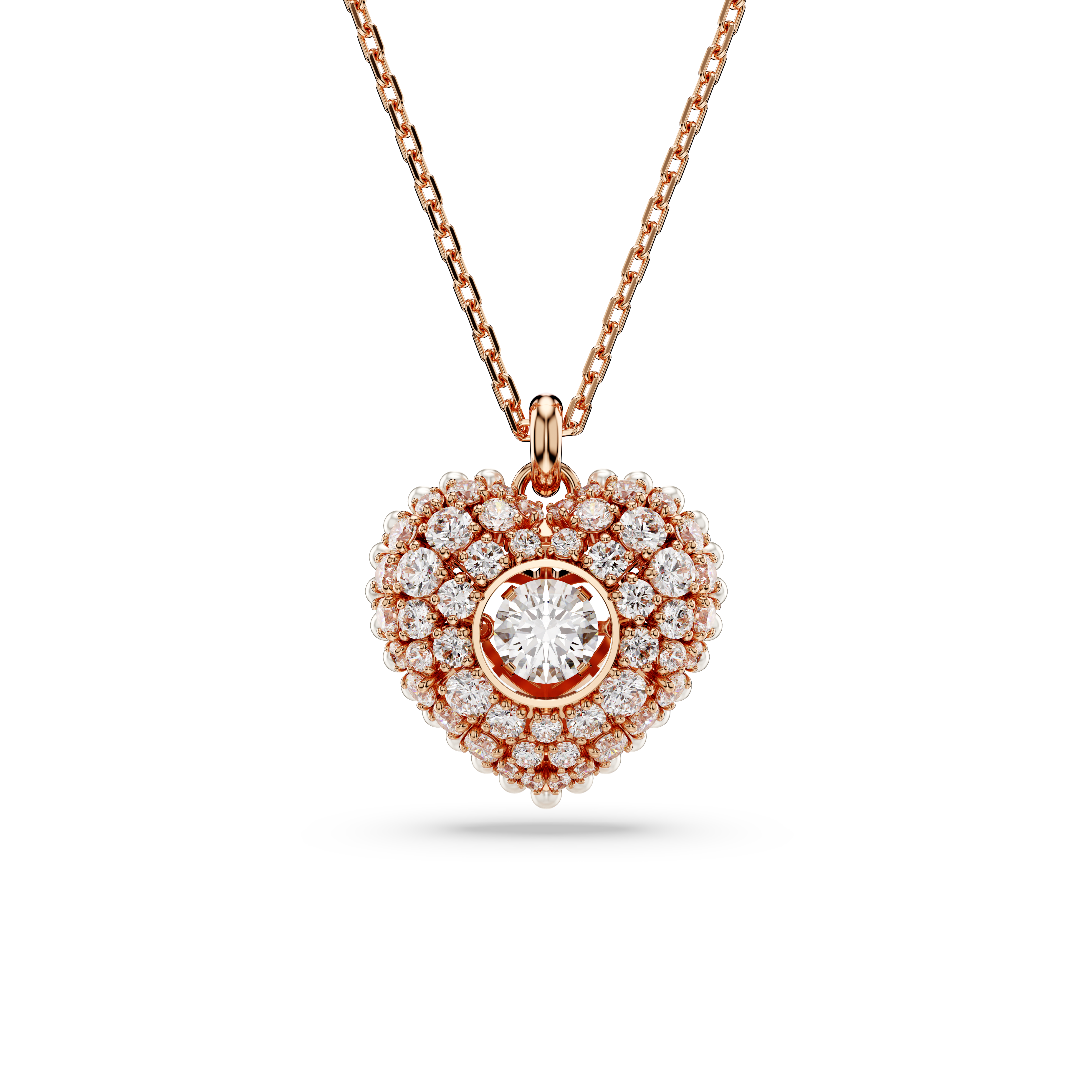 Swarovski Idyllia pendant, Crystal pearl, Heart, White, Rose gold-tone plated 5680402