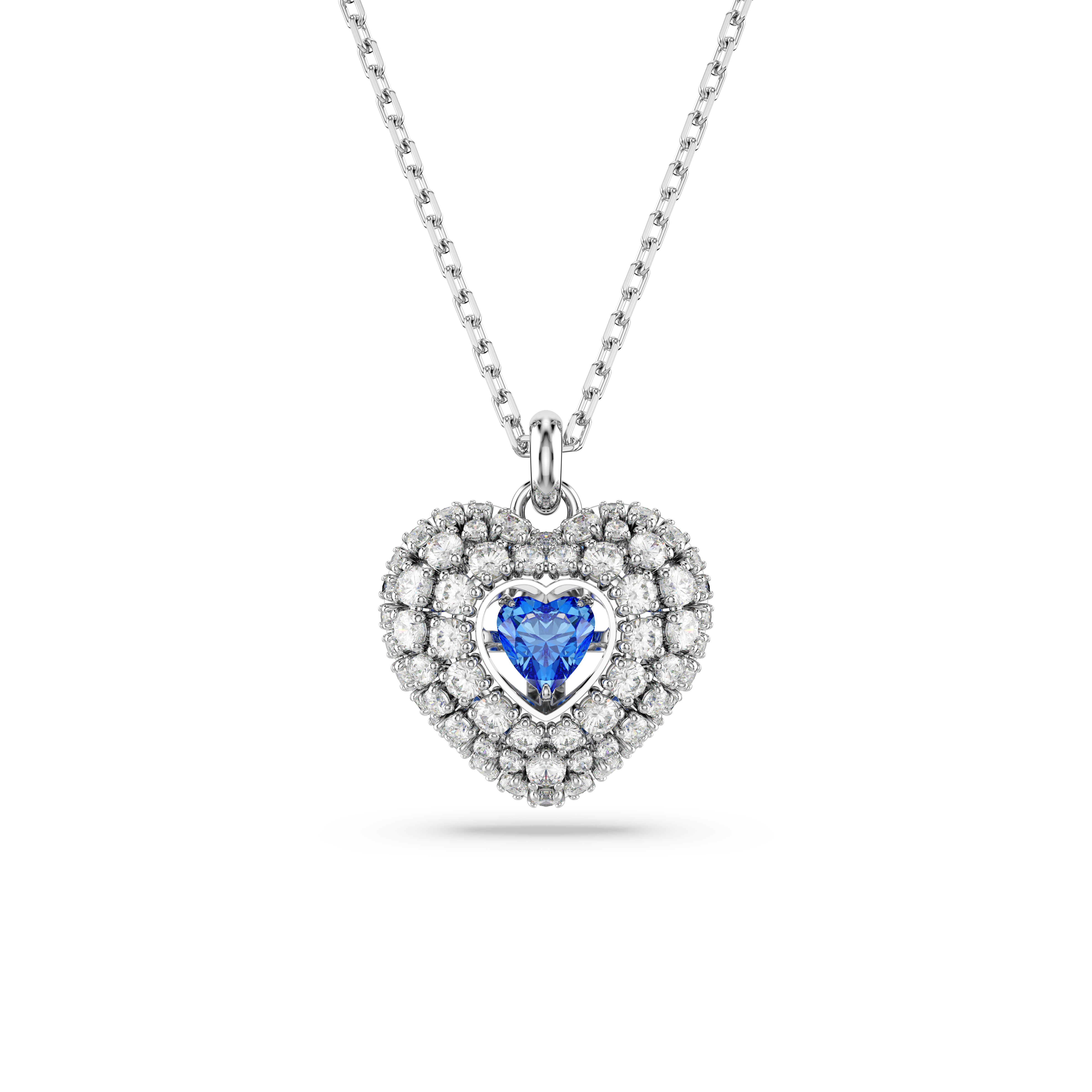 Swarovski Idyllia pendant, Heart, Blue, Rhodium plated 5680403