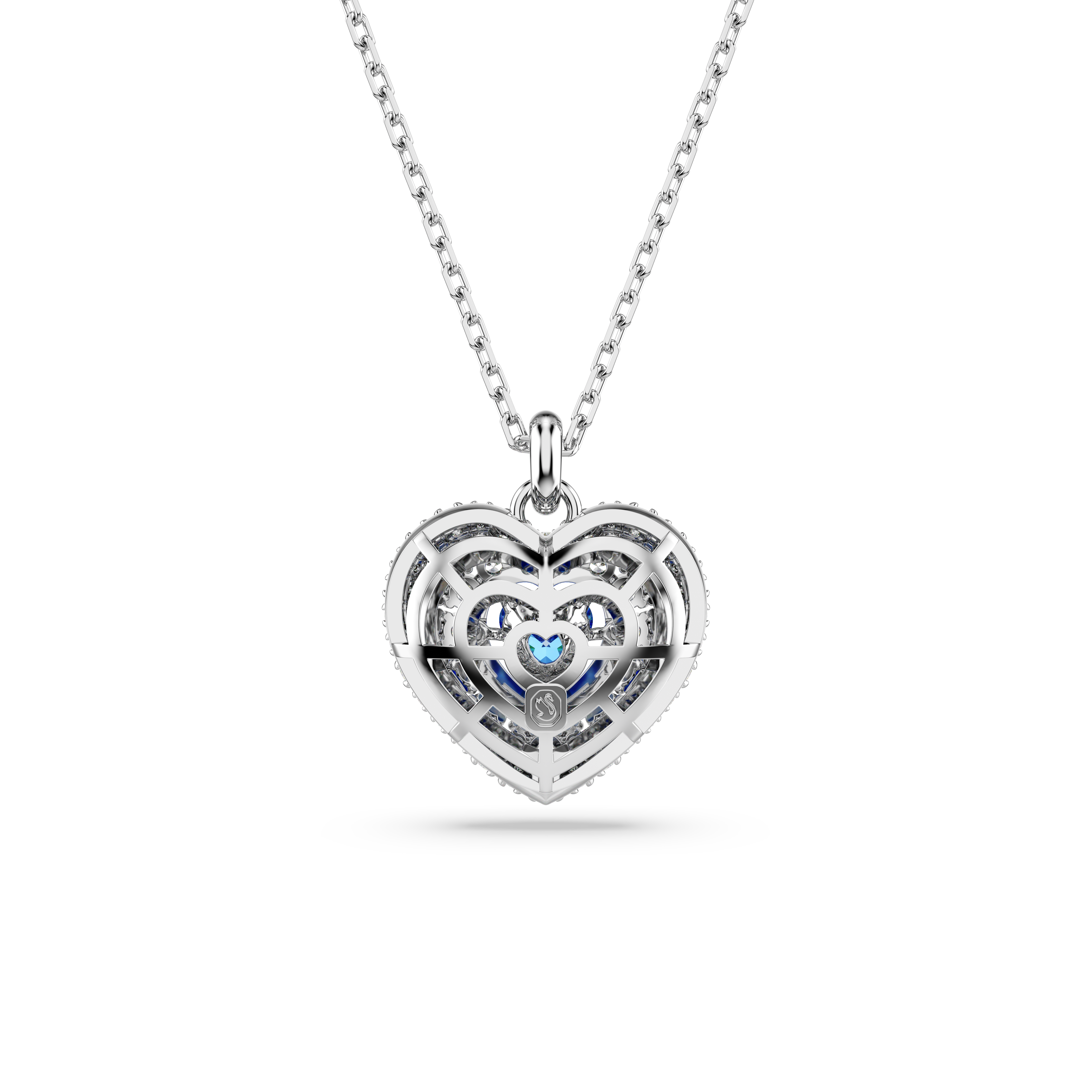 Swarovski Idyllia pendant, Heart, Blue, Rhodium plated 5680403