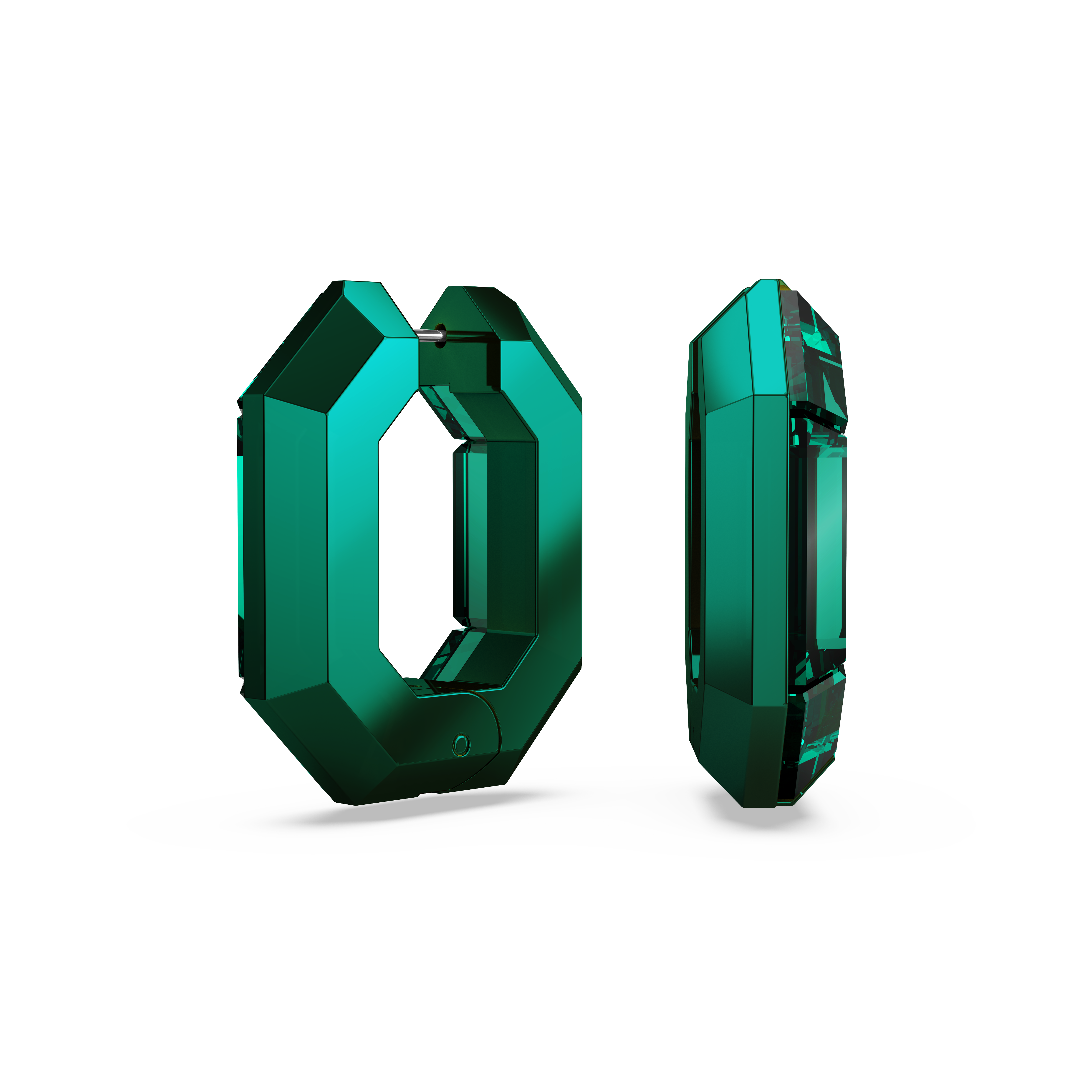 Swarovski Lucent hoop earrings, Octagon shape, Small, Green 5680786