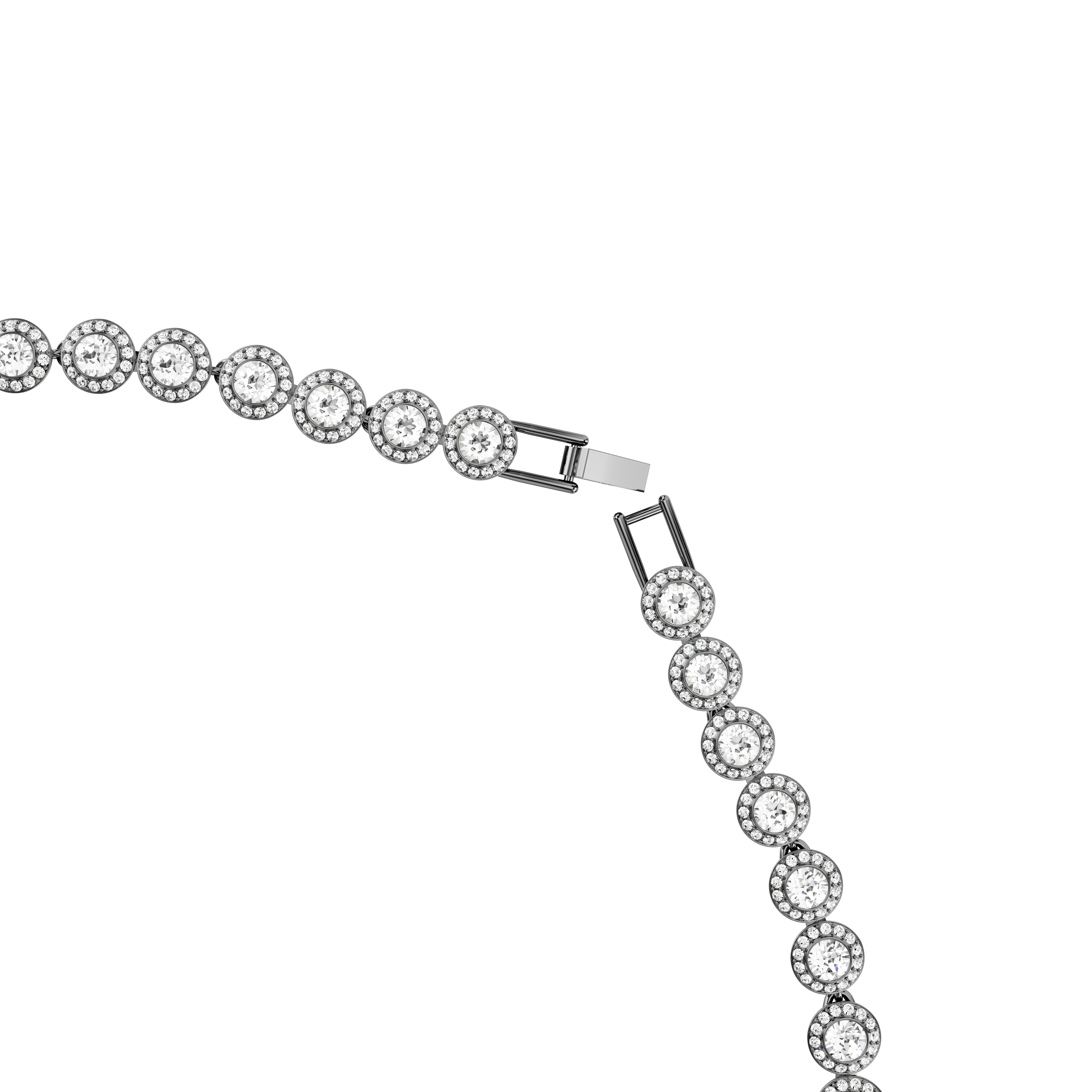 Swarovski Una Angelic Tennis necklace, Round cut, Long, White, Ruthenium plated 5681057