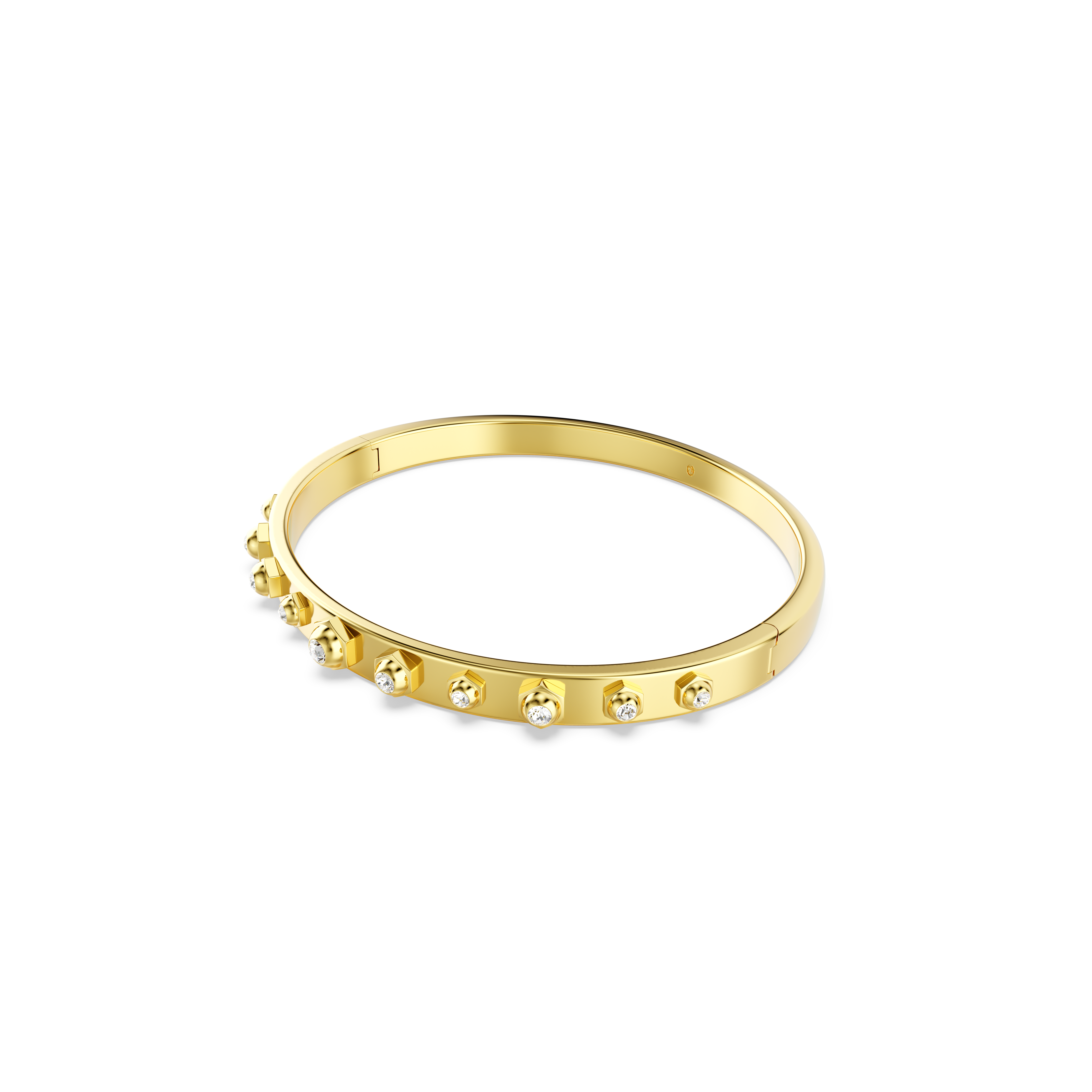 Swarovski Numina bangle, Mixed round cuts, White, Gold-tone plated 5681452