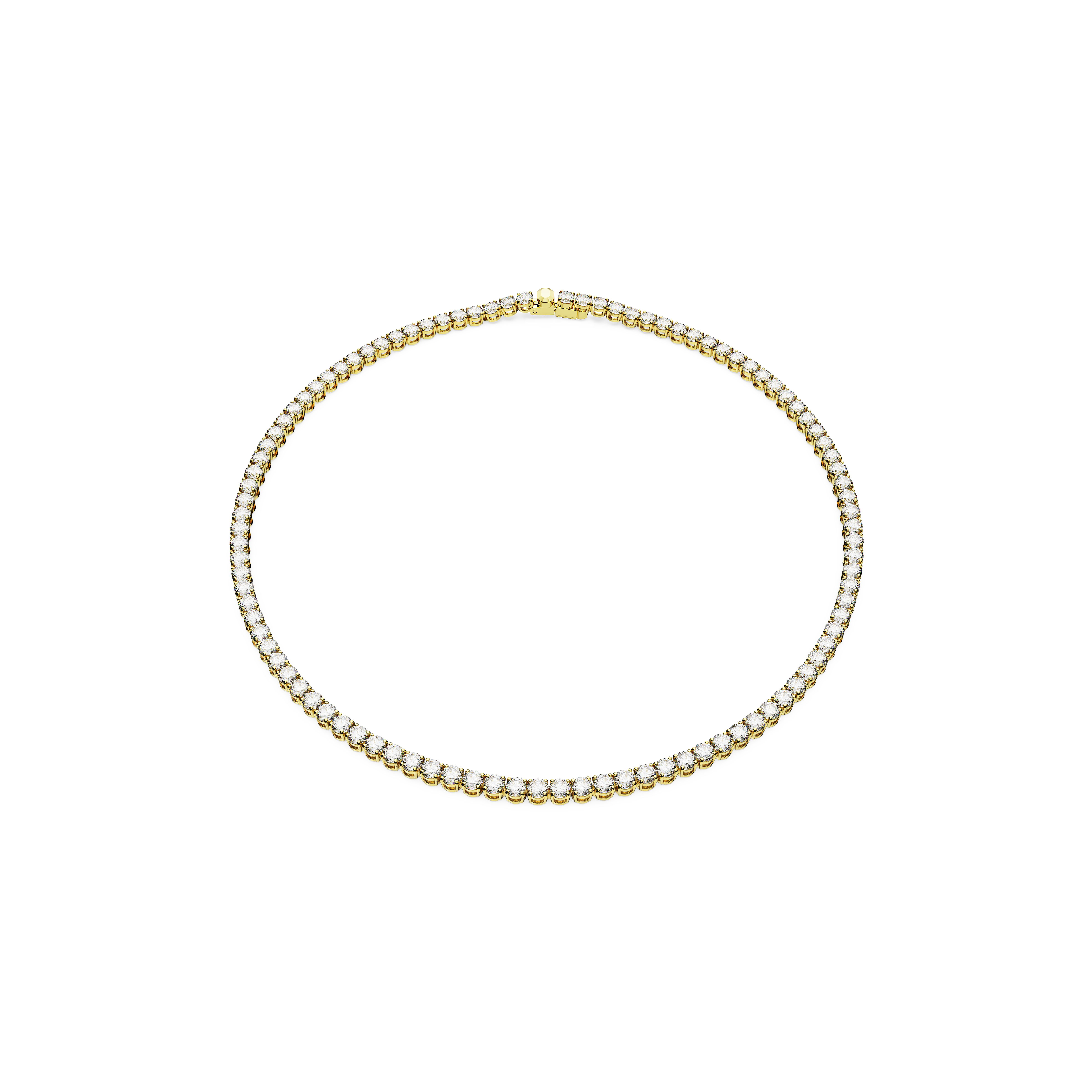 Swarovski Matrix Tennis necklace, Round cut, White, Gold-tone plated 5681795