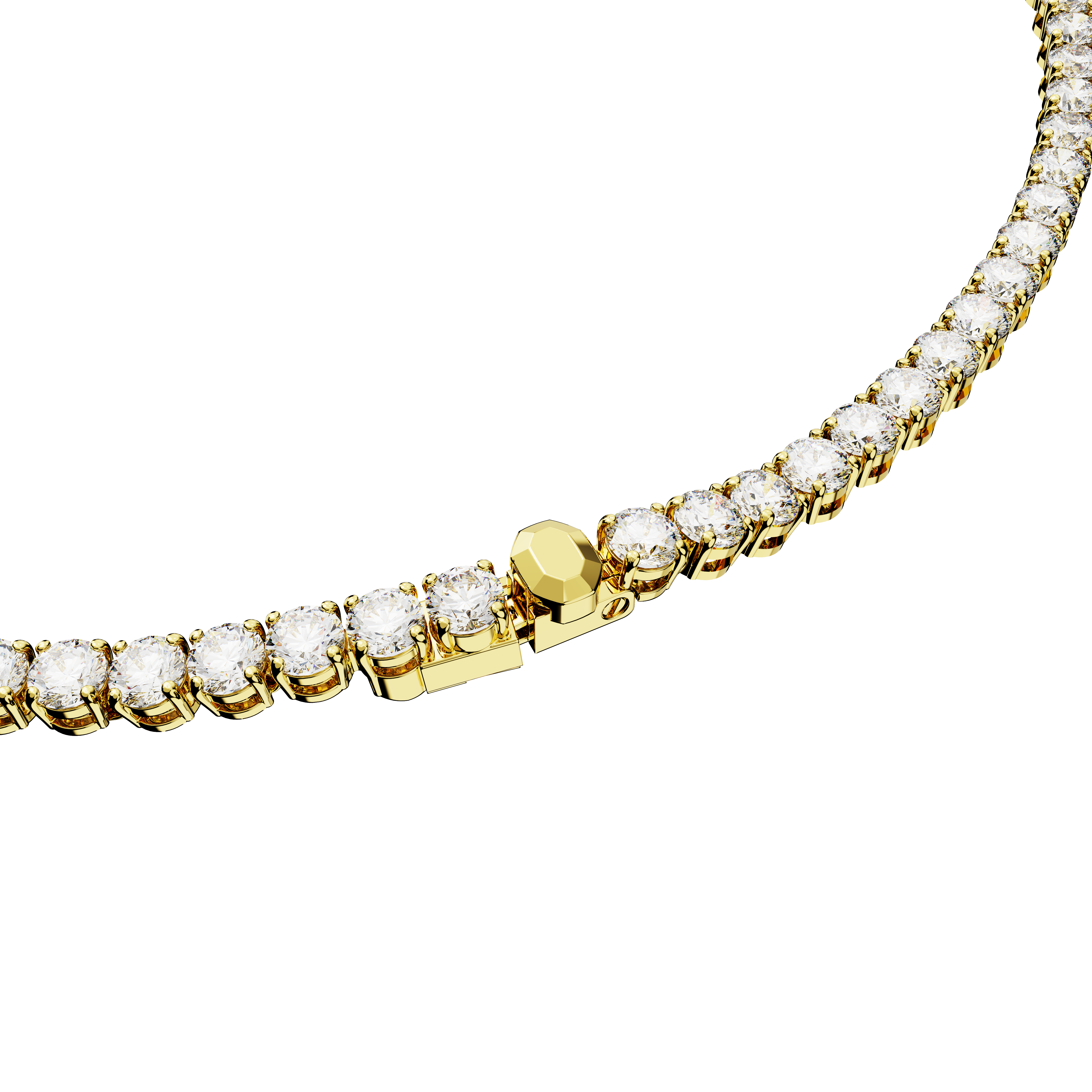 Swarovski Matrix Tennis necklace, Round cut, White, Gold-tone plated 5681795