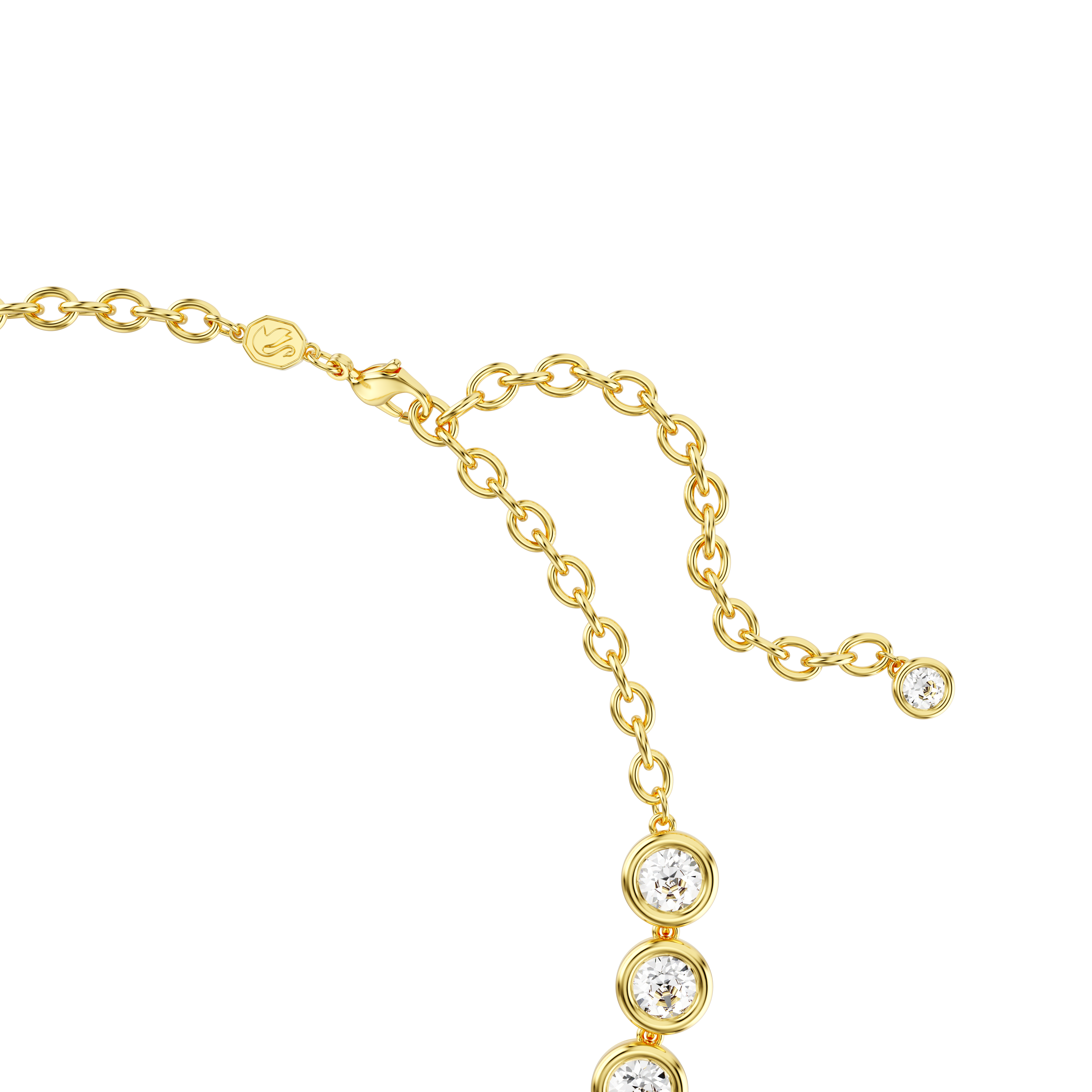 Swarovski Imber Tennis necklace, Round cut, White, Gold-tone plated 5682585