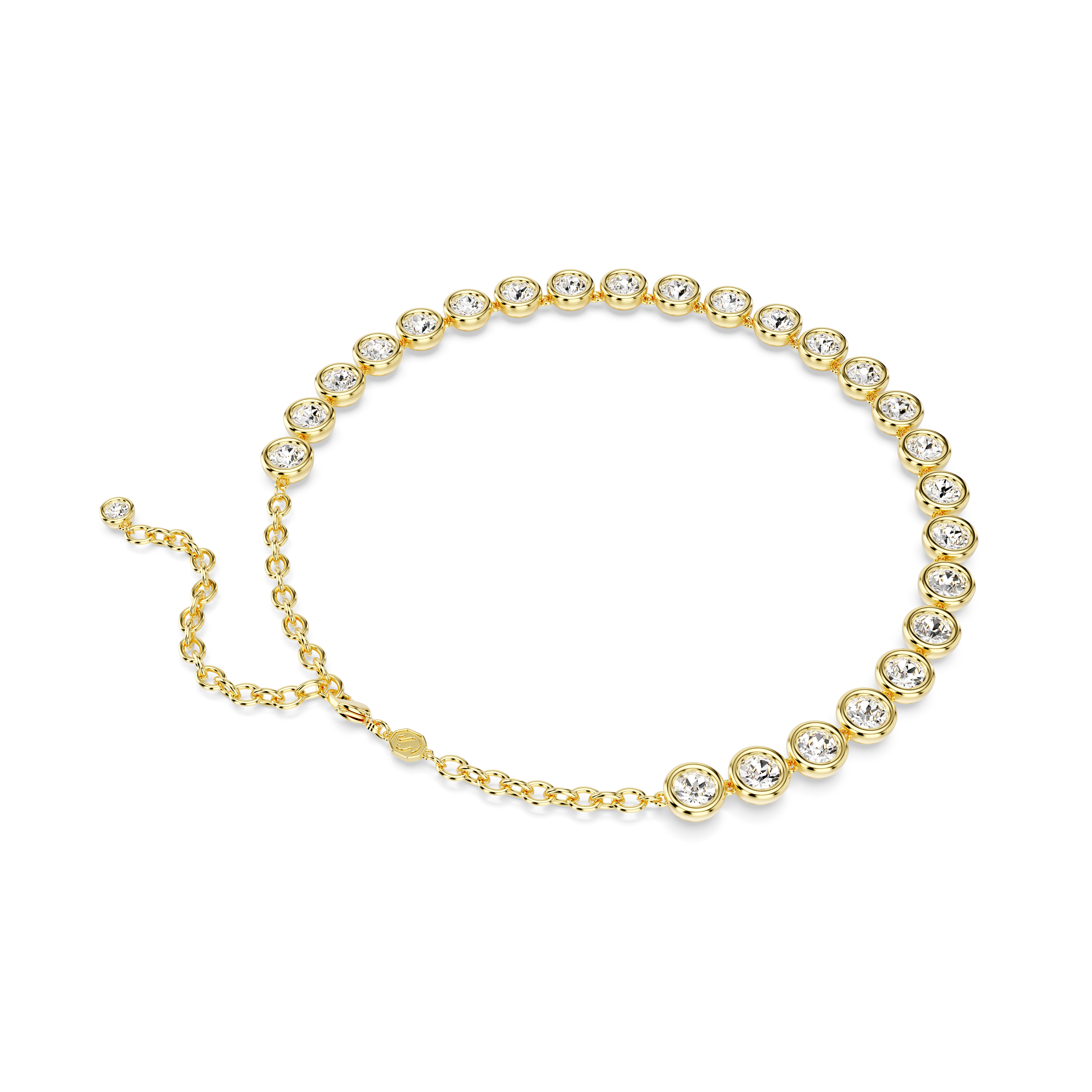 Swarovski Imber Tennis necklace, Round cut, White, Gold-tone plated 5682585