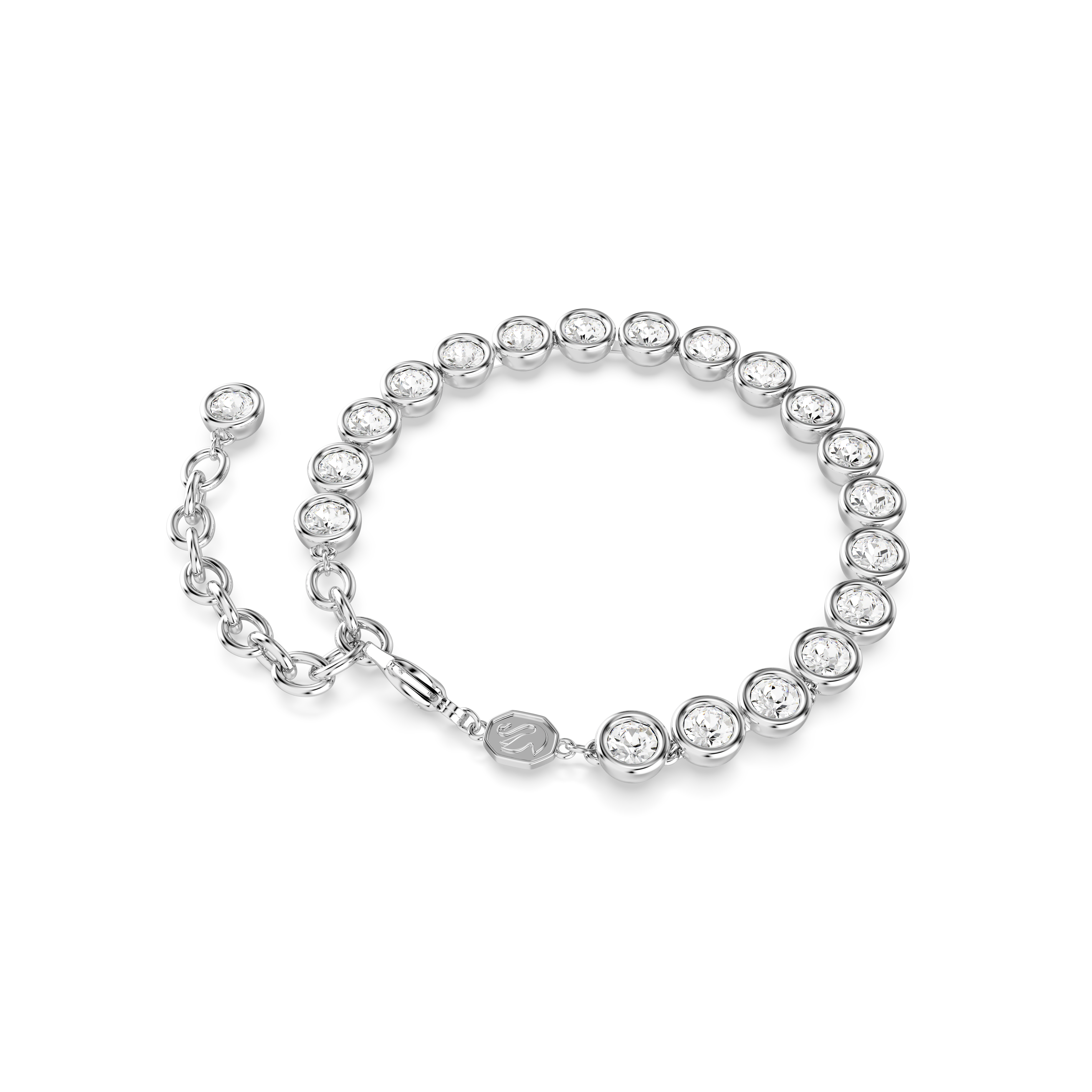 Swarovski Imber Tennis bracelet, Round cut, White, Rhodium plated 5682666