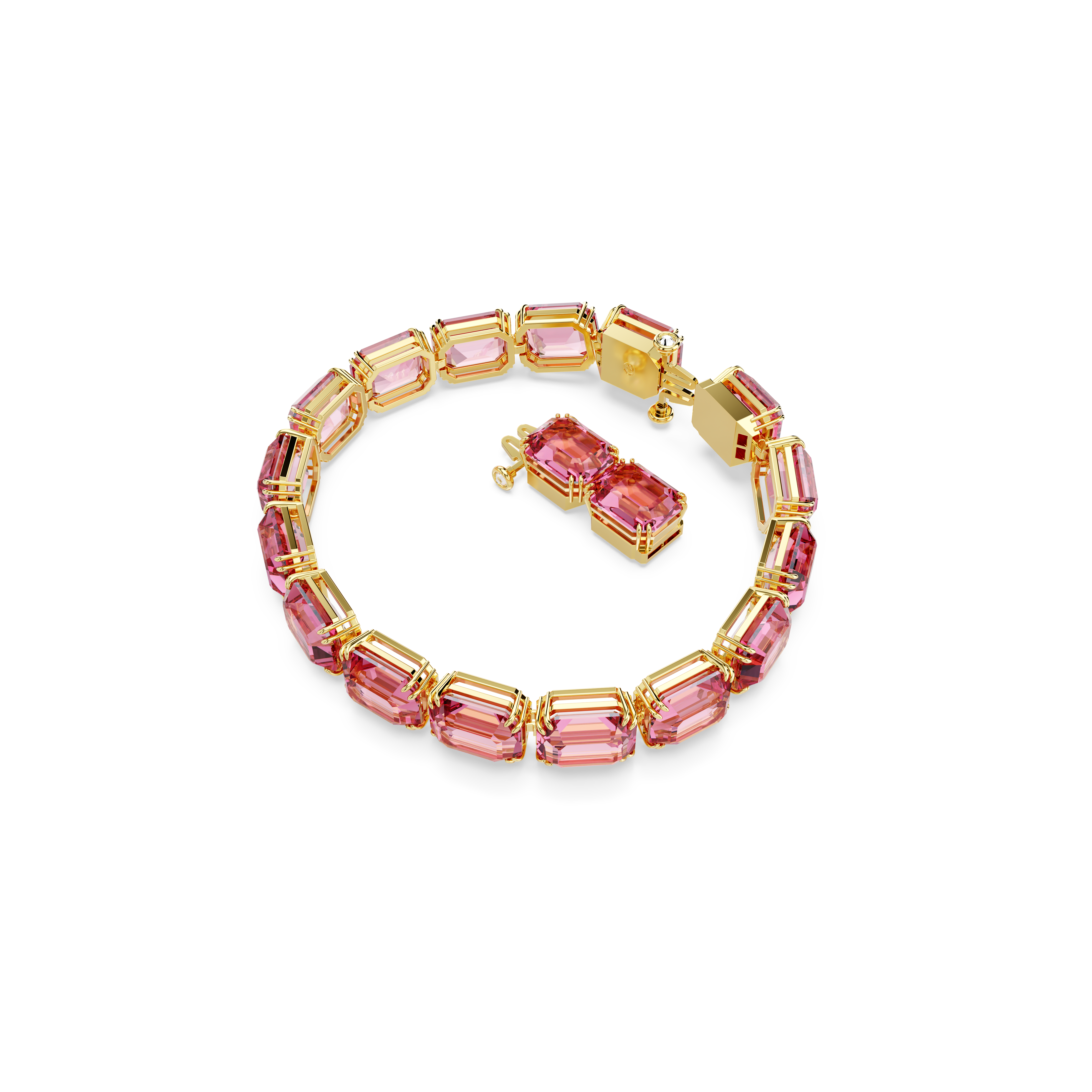 Swarovski Millenia bracelet, Octagon cut, Pink, Gold-tone plated 5683428