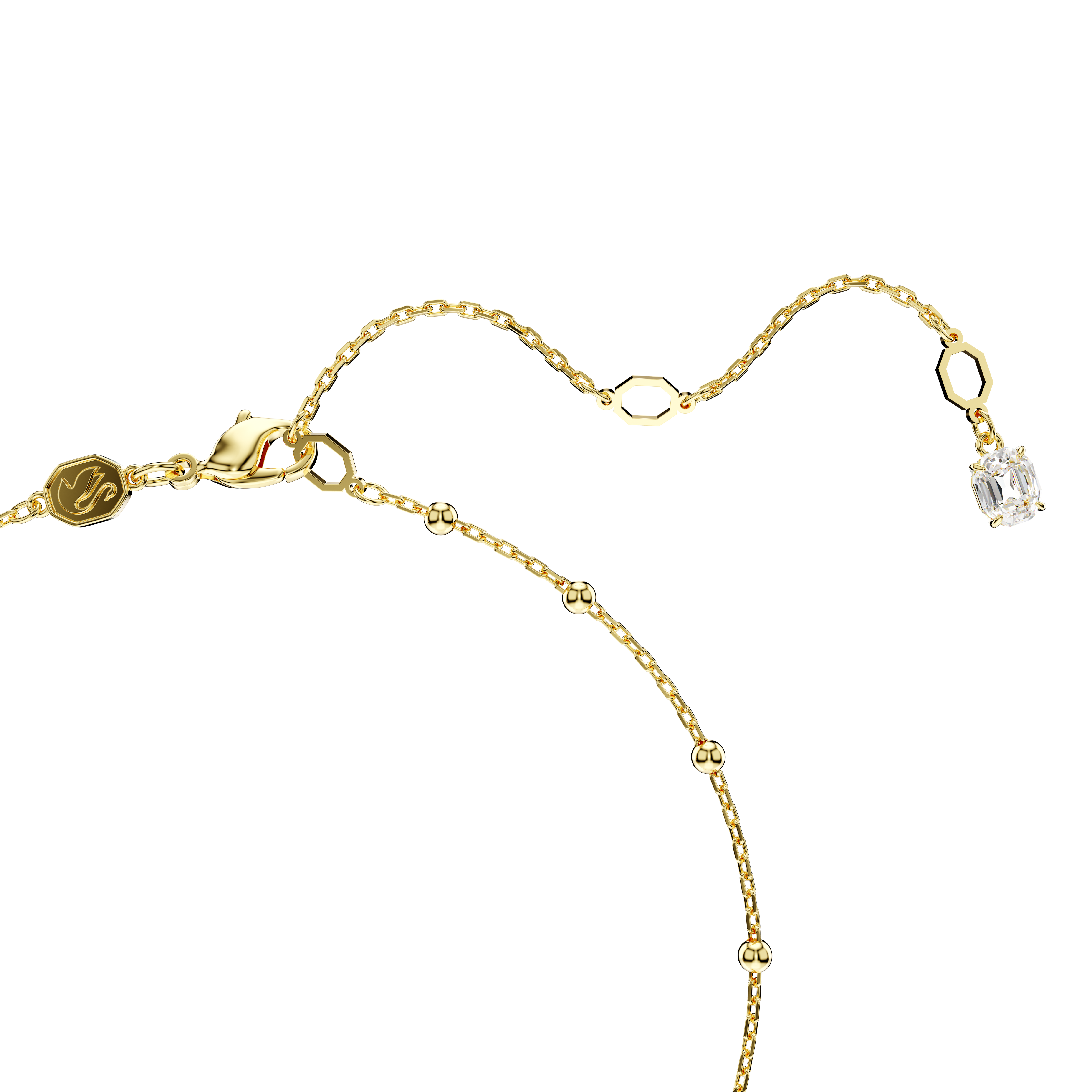 Swarovski Imber Y necklace, Round cut, White, Gold-tone plated 5684510