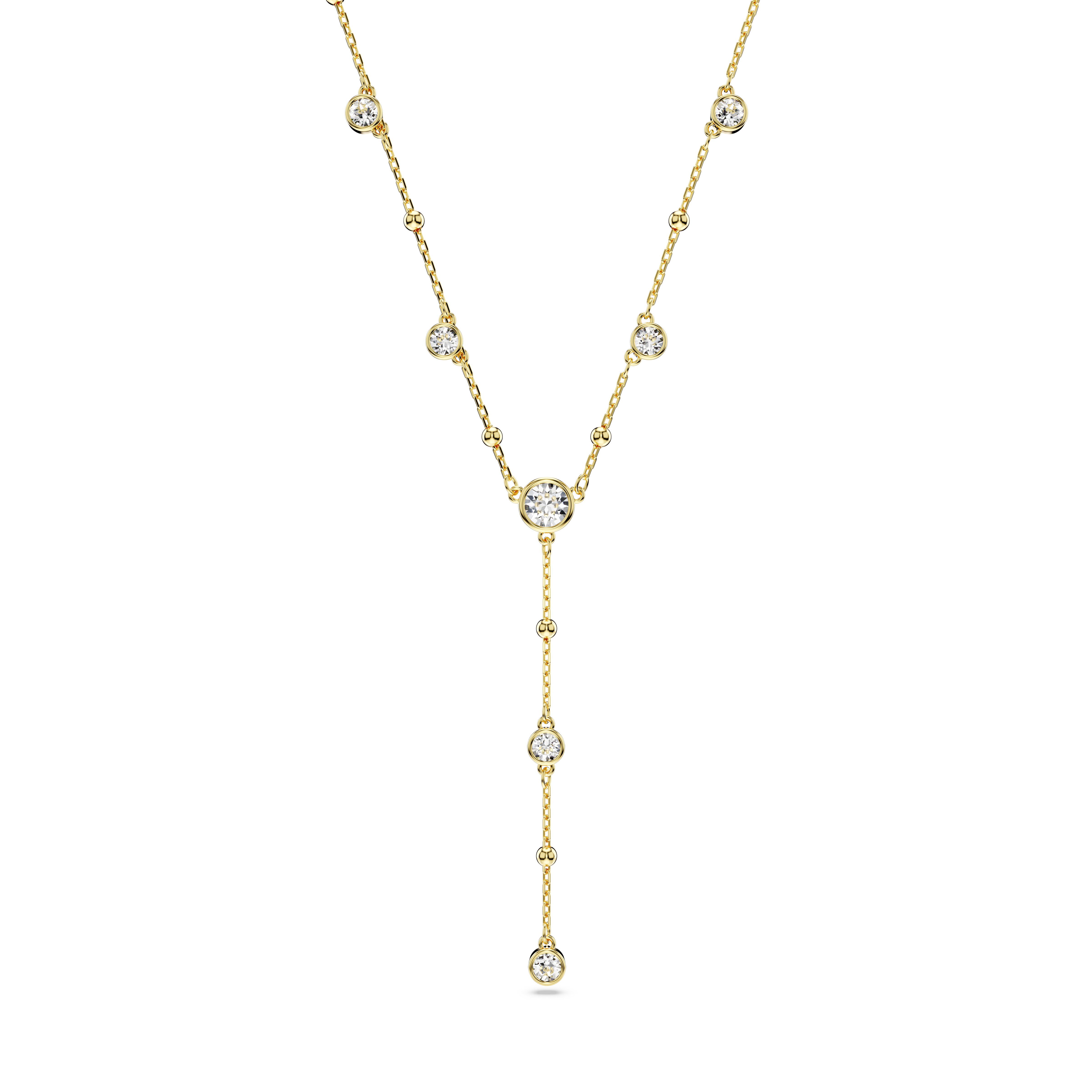 Swarovski Imber Y necklace, Round cut, White, Gold-tone plated 5684510