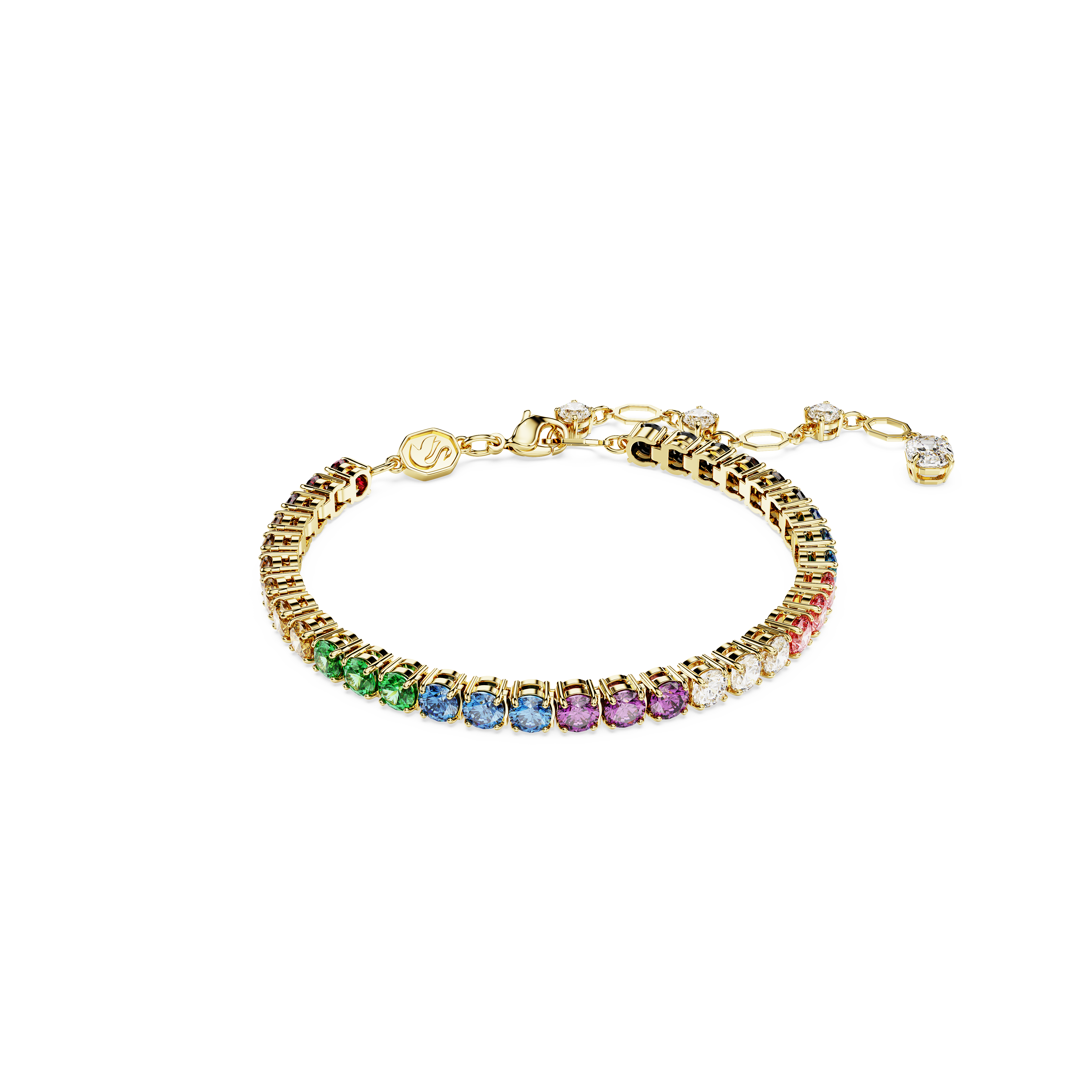 Swarovski Matrix Tennis bracelet, Round cut, Multicolored, Gold-tone plated 5685691