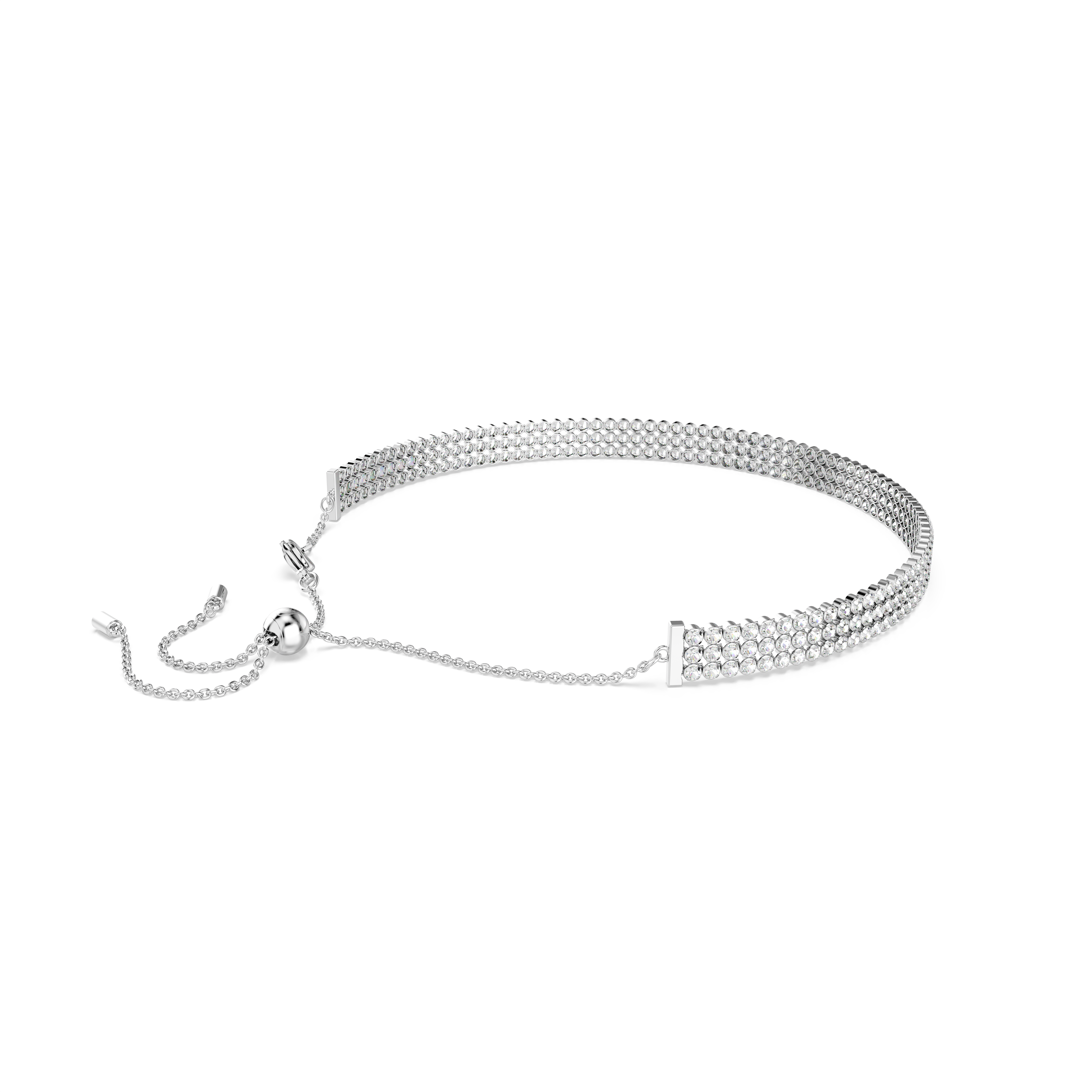 Swarovski Matrix Tennis choker, Round cut, White, Rhodium plated 5685755