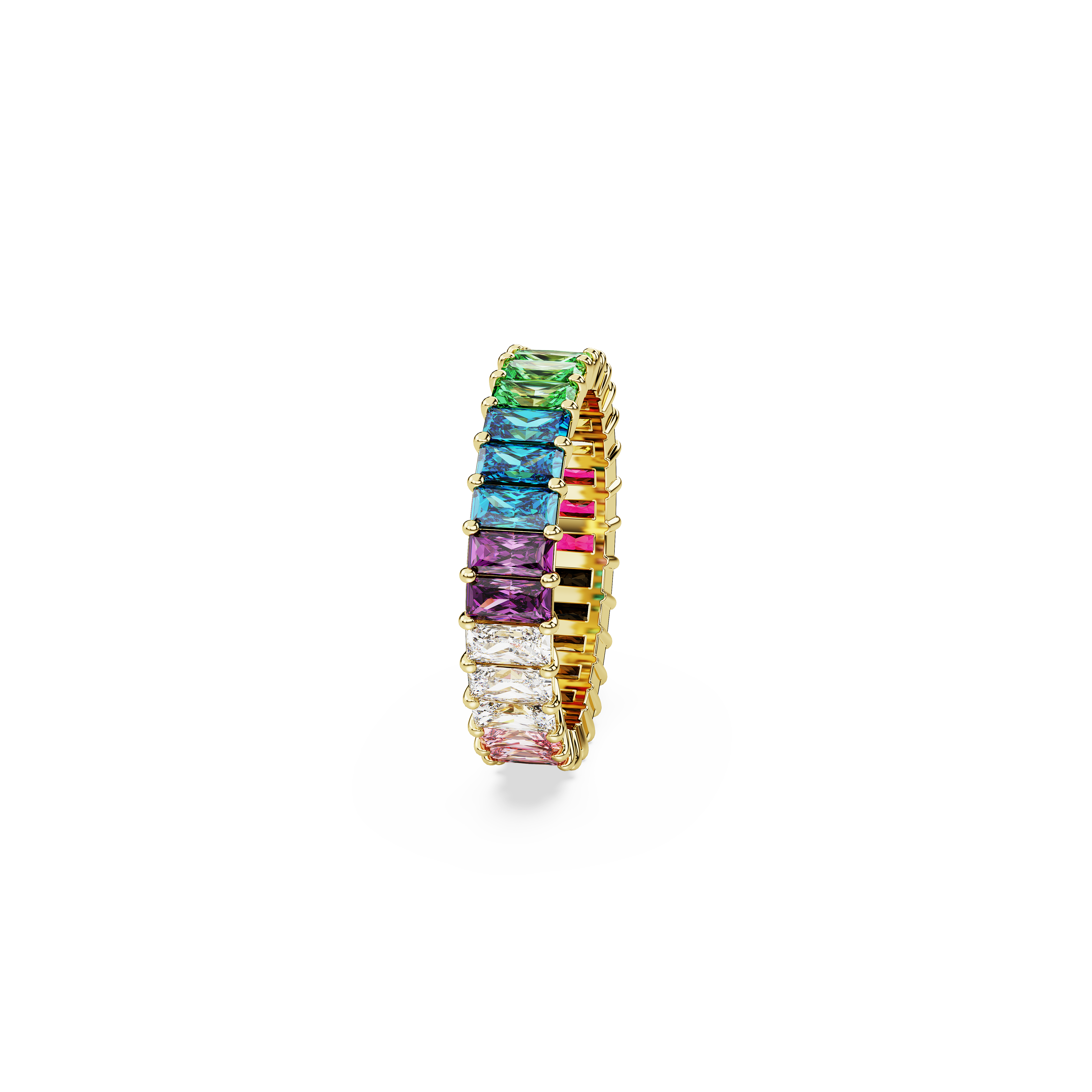Swarovski Matrix ring, Baguette cut, Multicolored, Gold-tone plated 5686634
