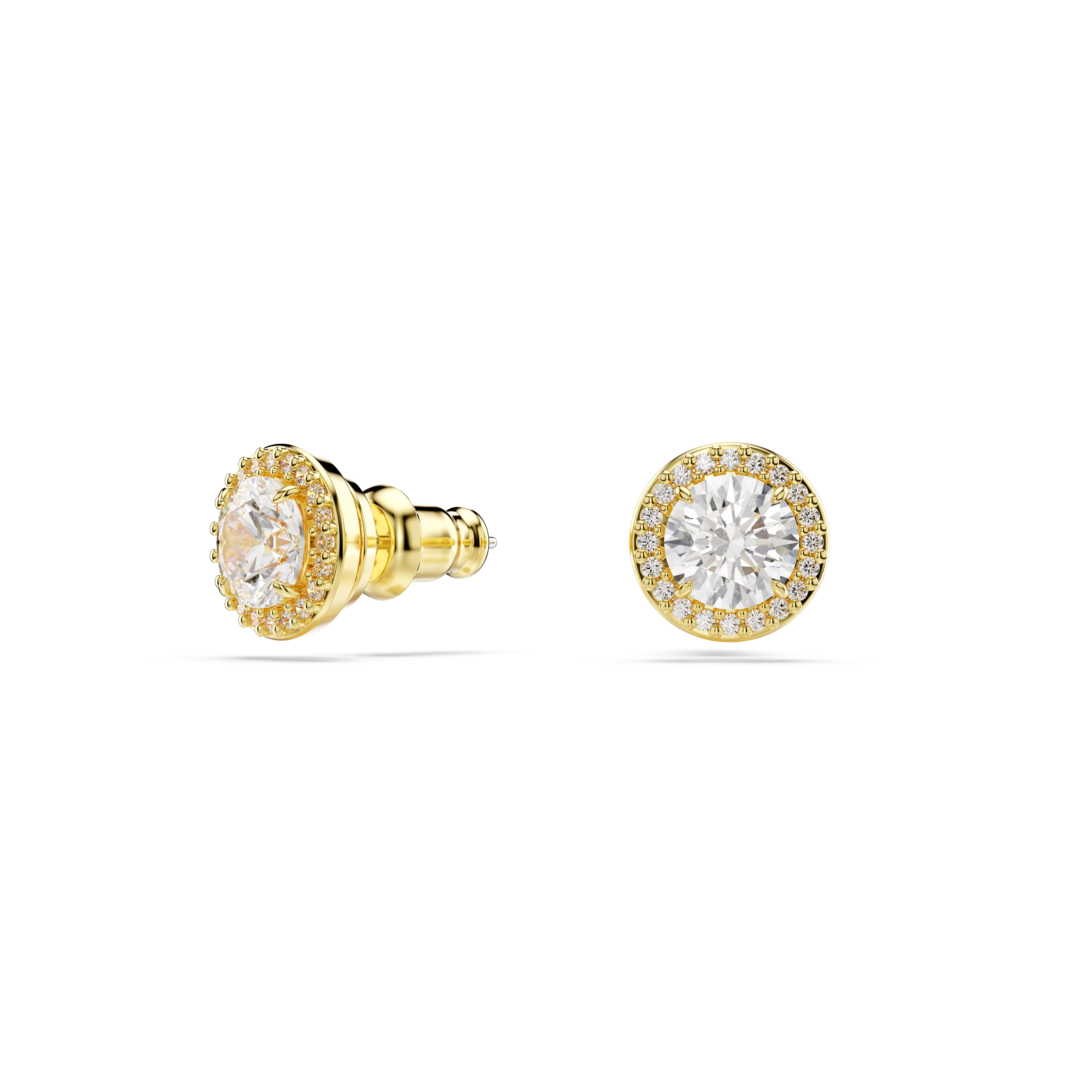 Swarovski Una Angelic stud earrings, Round cut, Gold tone, Gold-tone plated 5686637