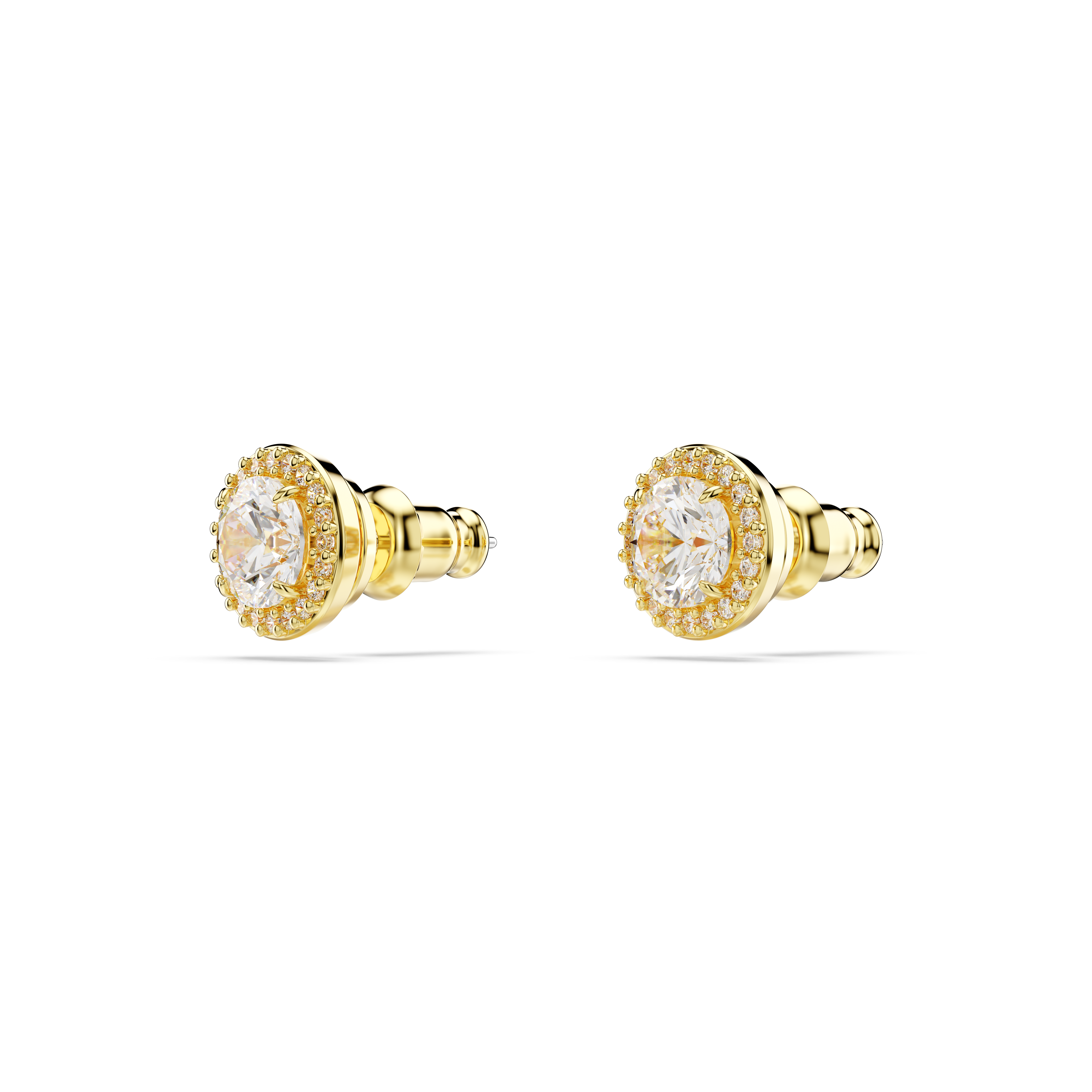 Swarovski Una Angelic stud earrings, Round cut, Gold tone, Gold-tone plated 5686637