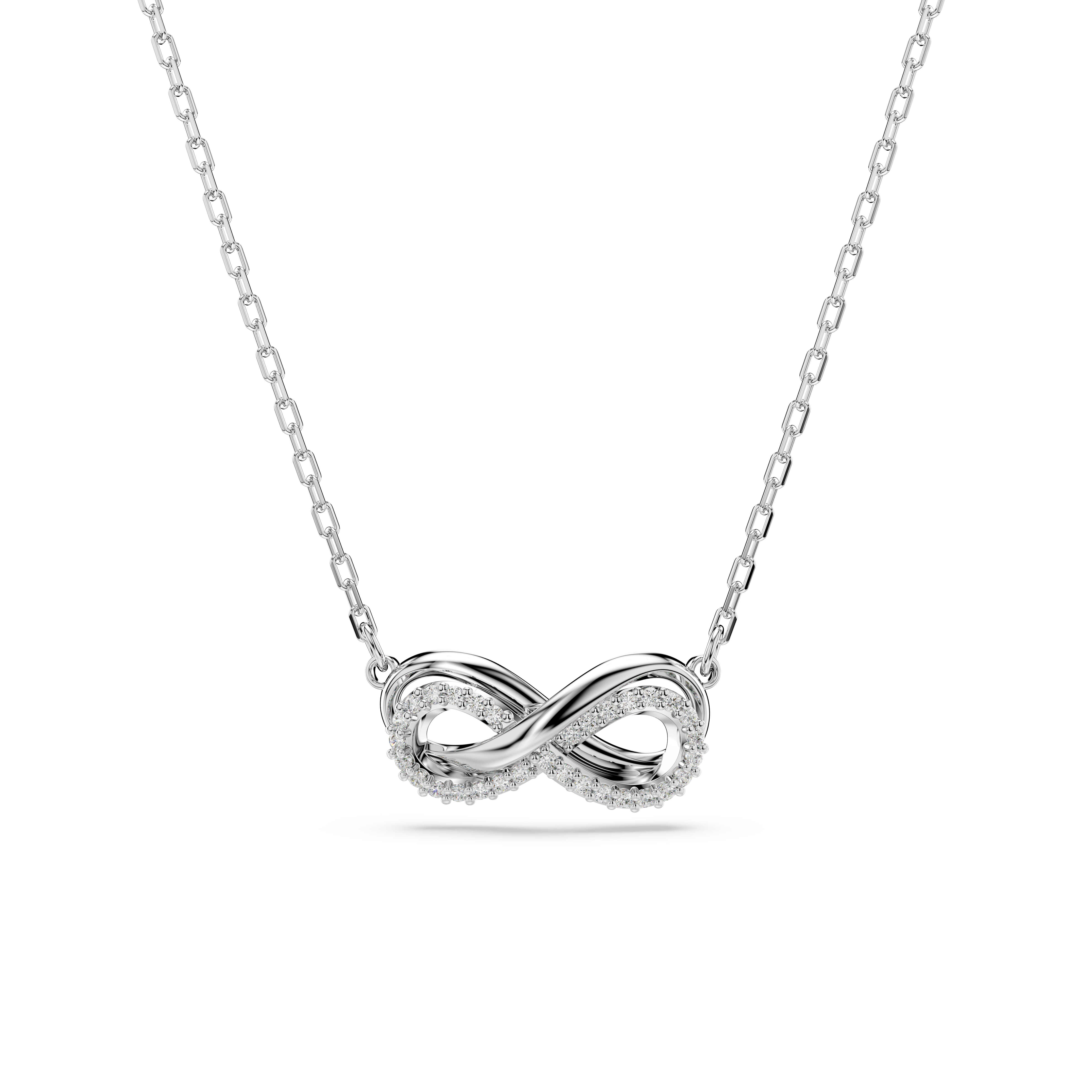 Swarovski Hyperbola pendant, Pavé, Infinity, White, Rhodium plated 5687265