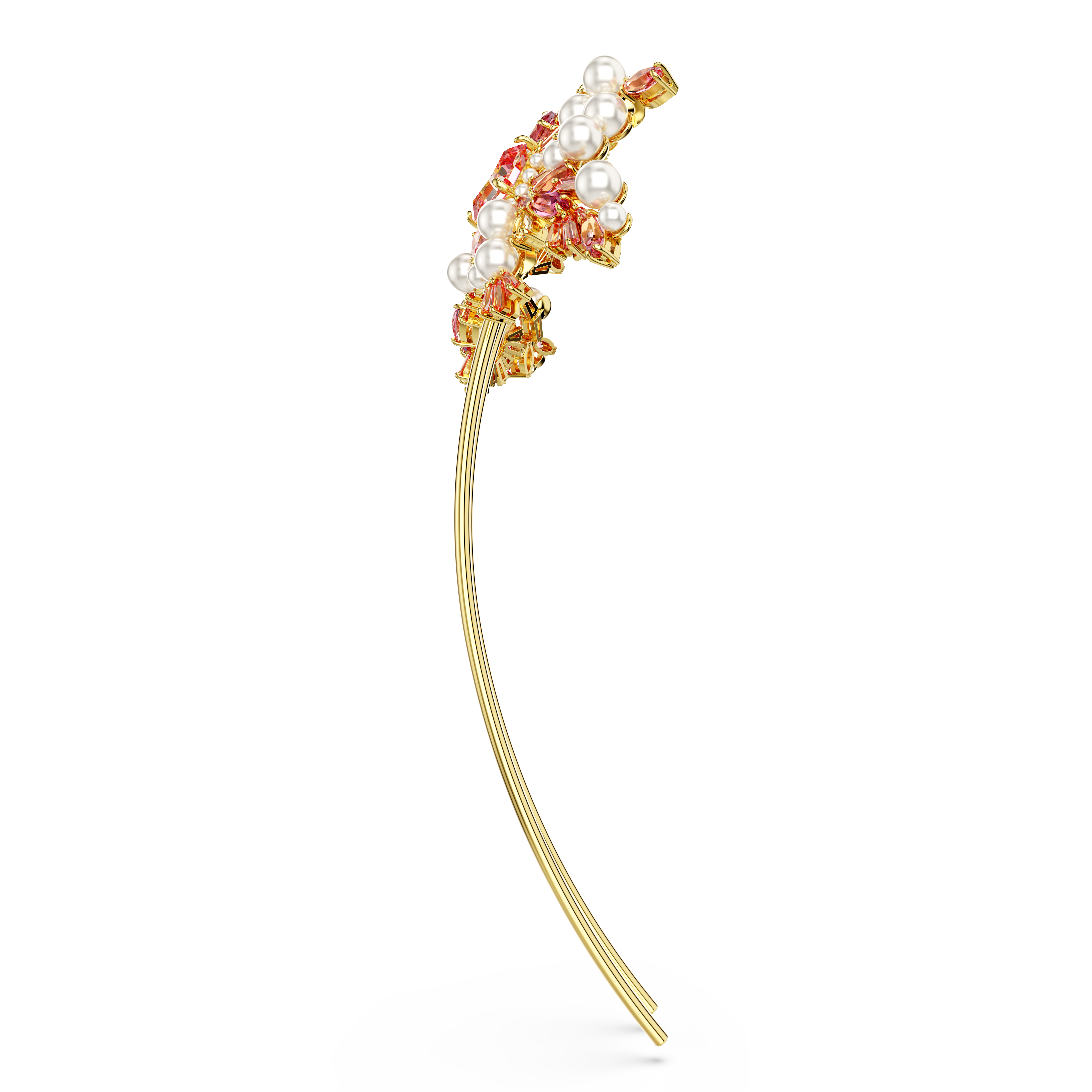 Swarovski Gema hair clip, Crystal pearl, Mixed cuts, Flower, Pink, Gold-tone plated 5689051
