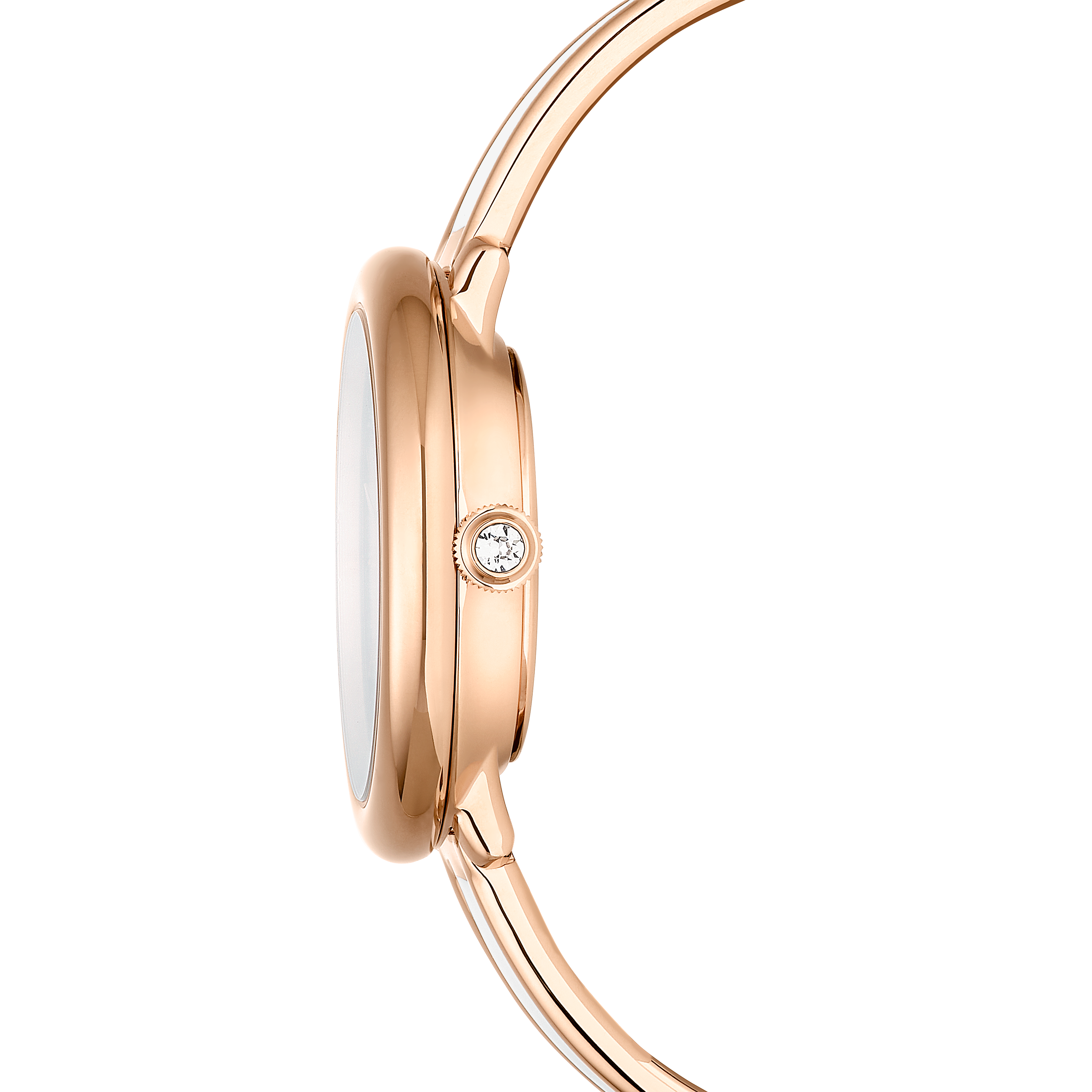 Swarovski Crystalline bangle watch, Swiss Made, Metal bracelet, White, Rose gold-tone finish 5689324