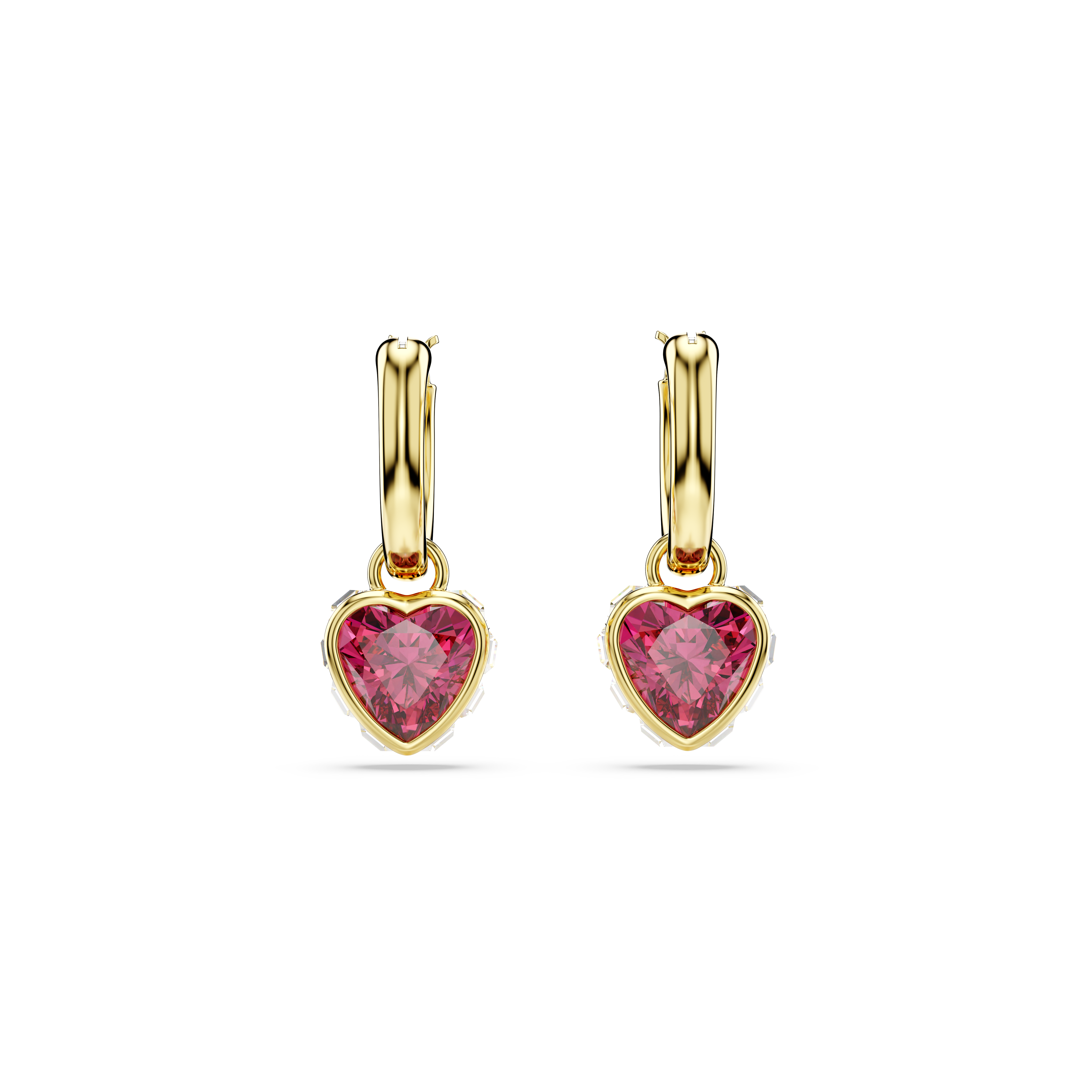 Swarovski Chroma drop earrings, Heart, Red, Gold-tone plated 5689647