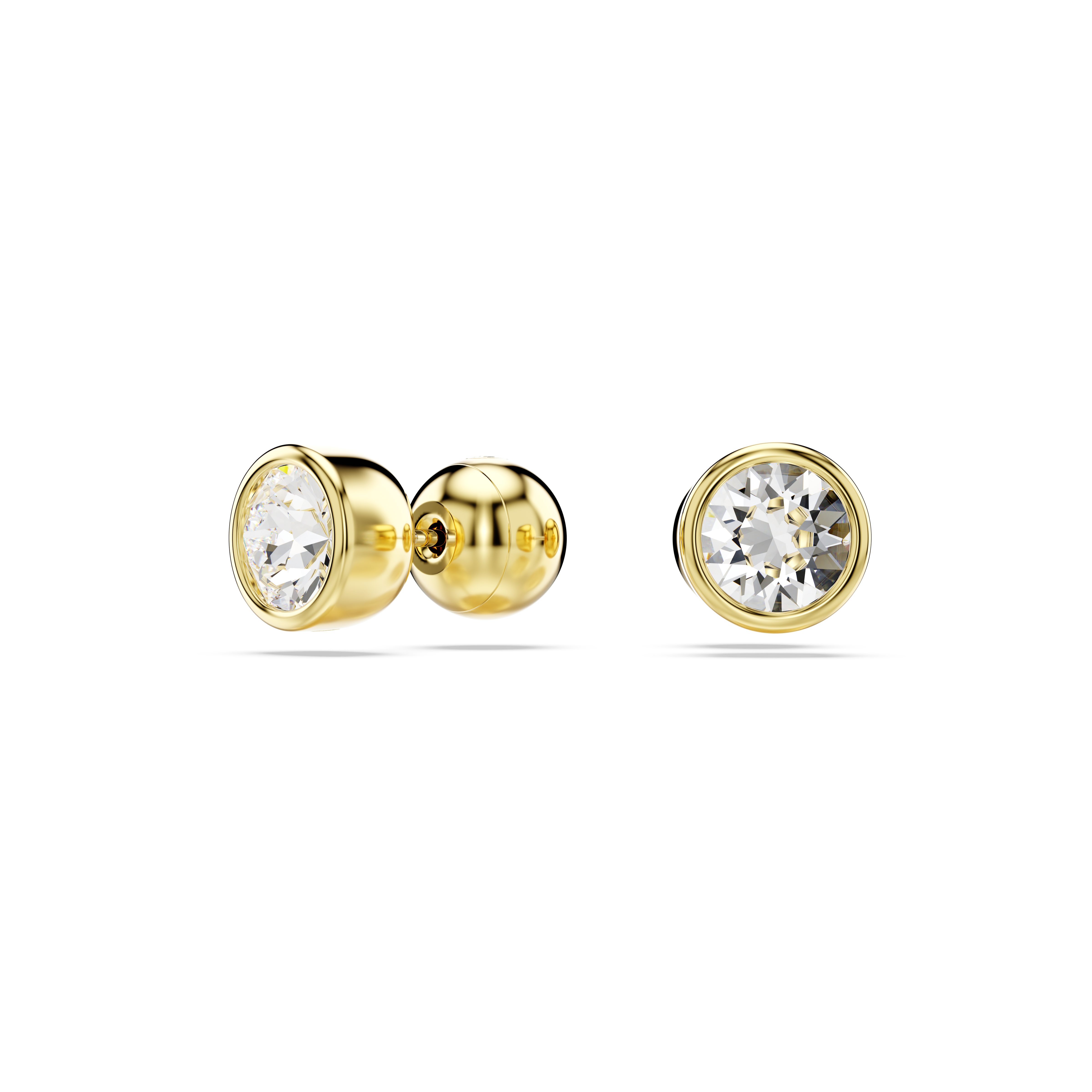 Swarovski Imber stud earrings, Round cut, White, Gold-tone plated 5689660