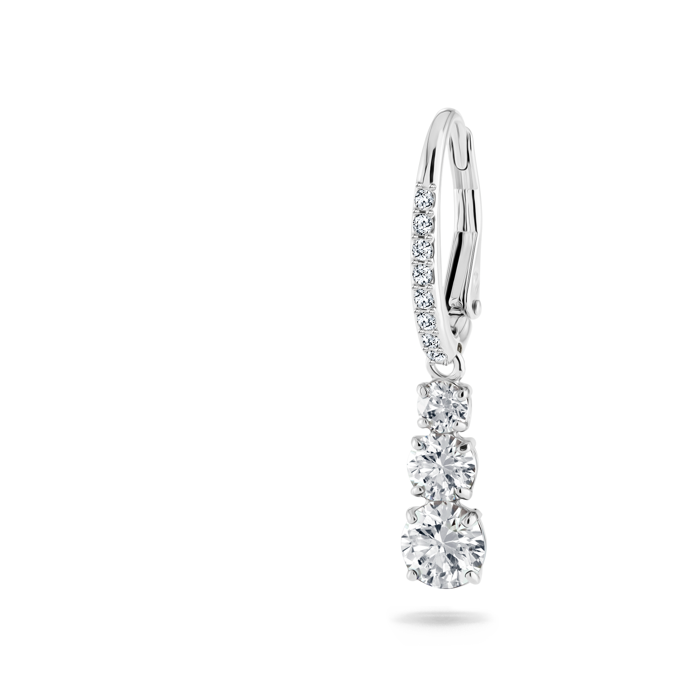 Swarovski Stilla Attract hoop earrings, Round cut, White, Rhodium plated 5689706