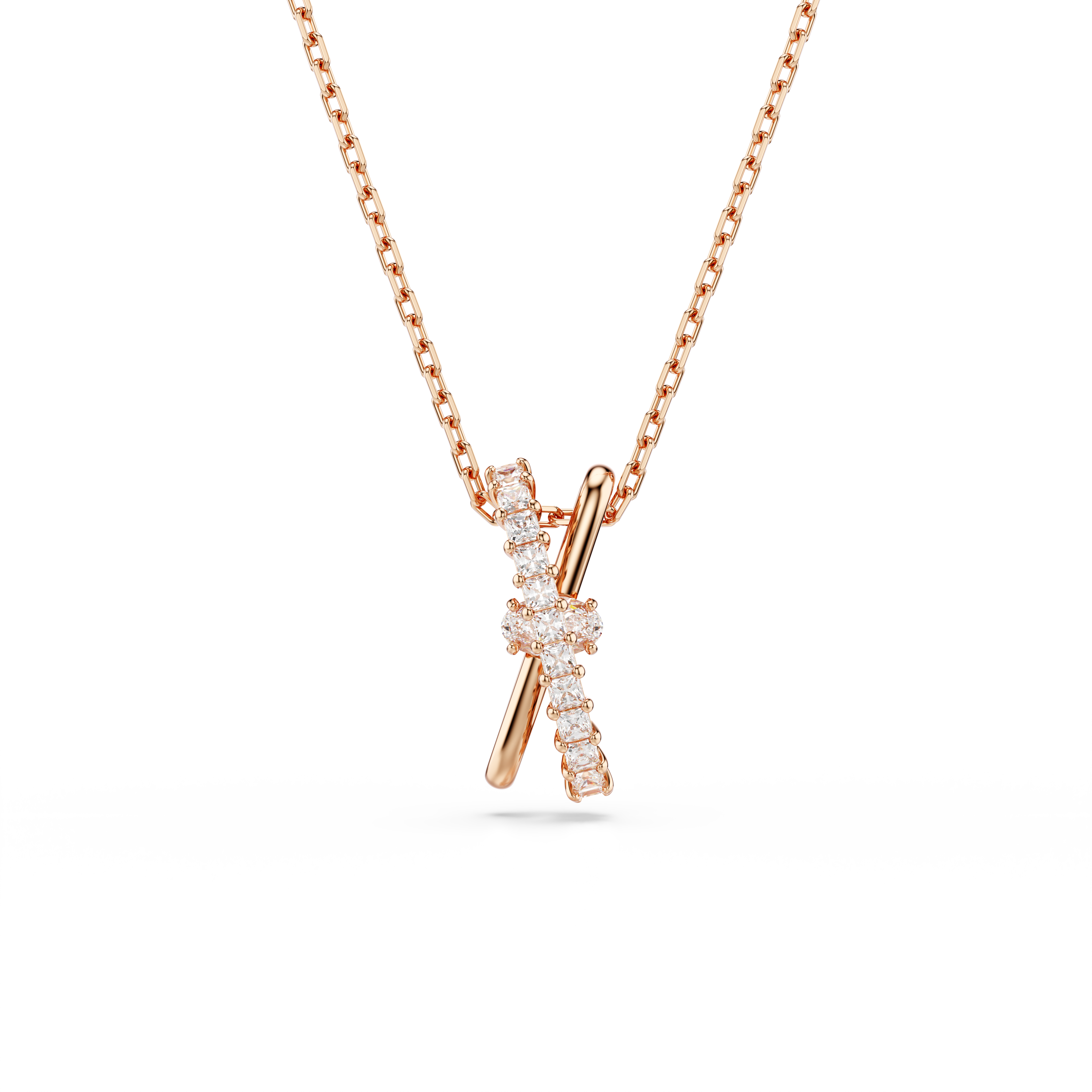 Swarovski Hyperbola pendant, Mixed cuts, Twist, White, Rose gold-tone plated 5689788