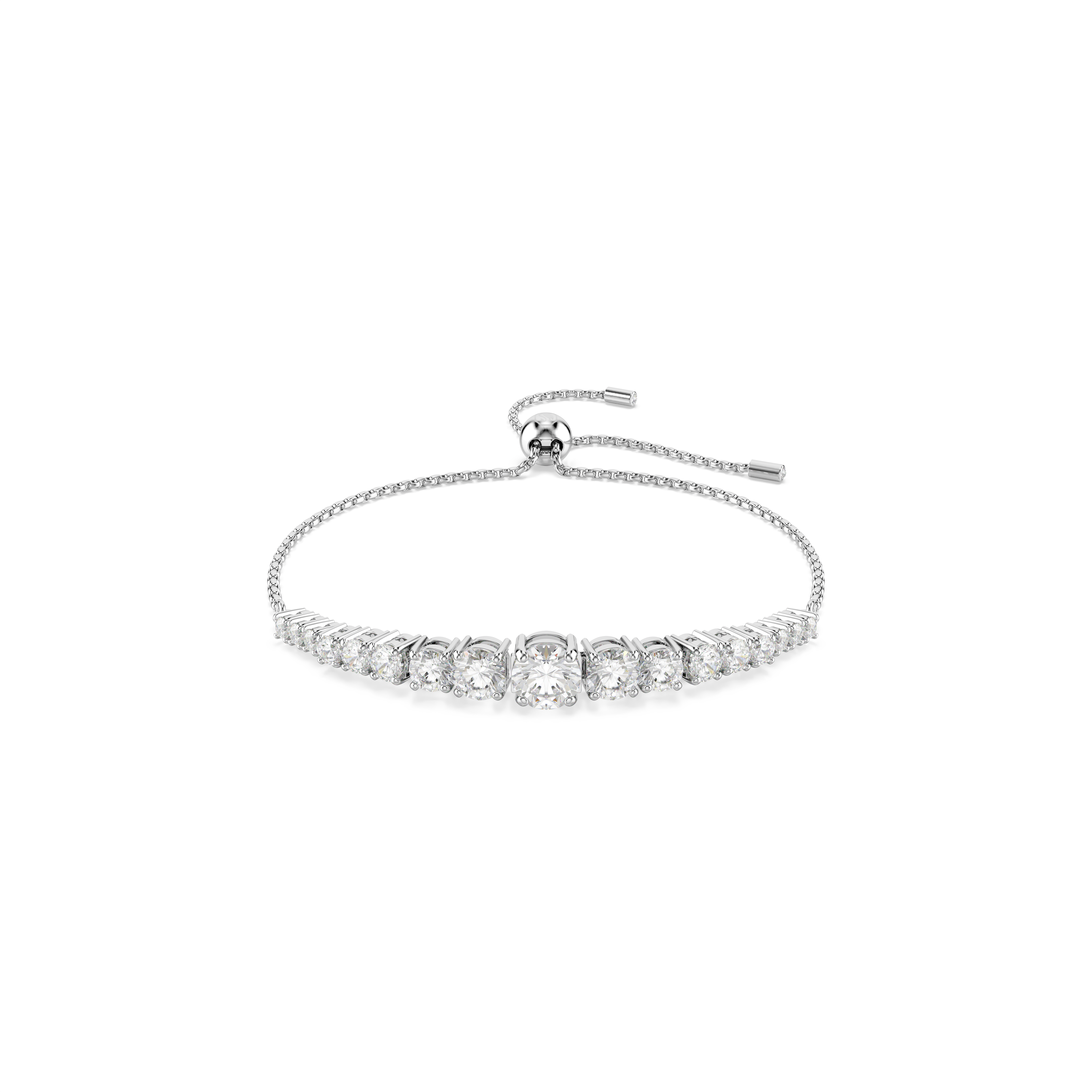 Swarovski Matrix Tennis bracelet, Gradient of round cuts, White, Rhodium plated 5690677