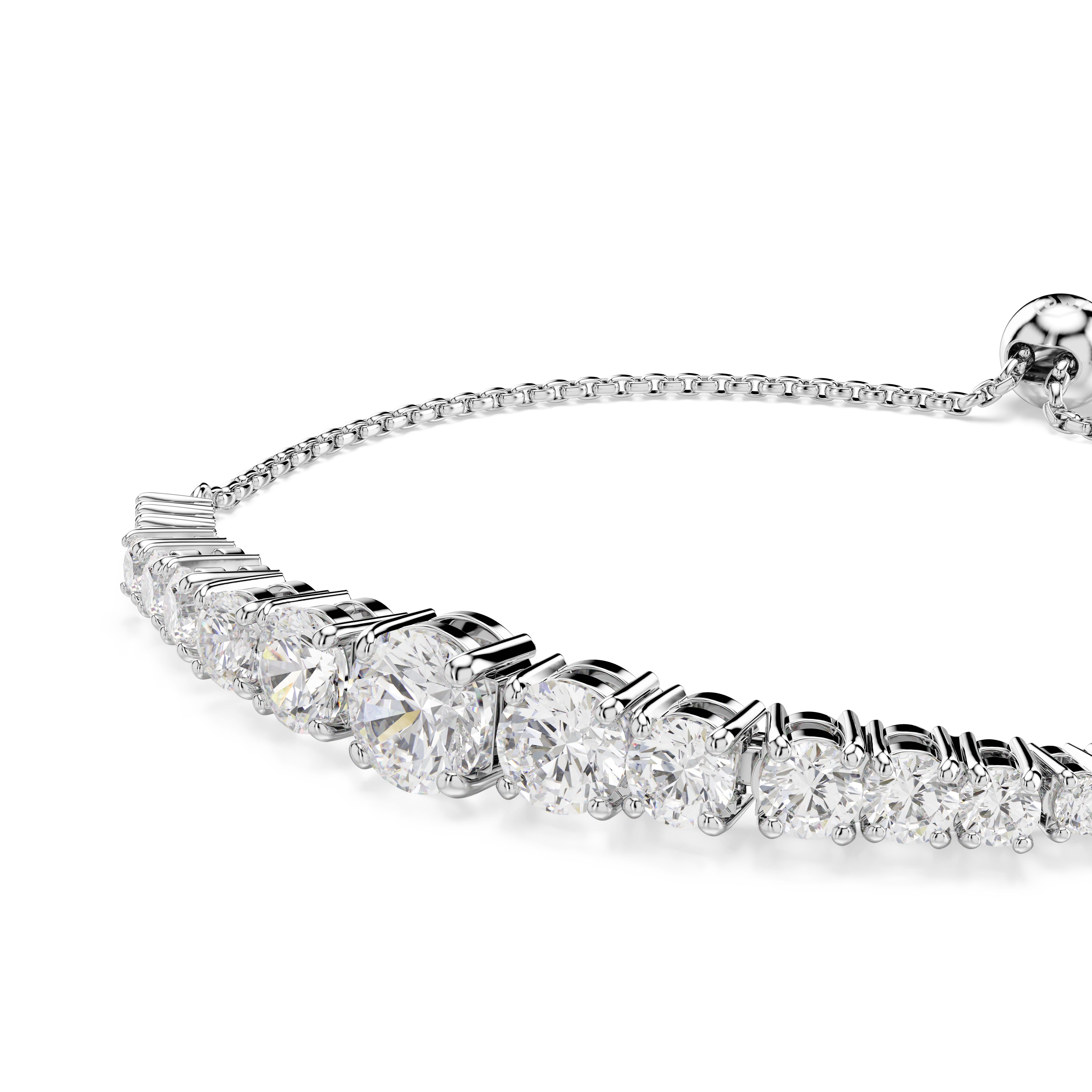 Swarovski Matrix Tennis bracelet, Gradient of round cuts, White, Rhodium plated 5690677