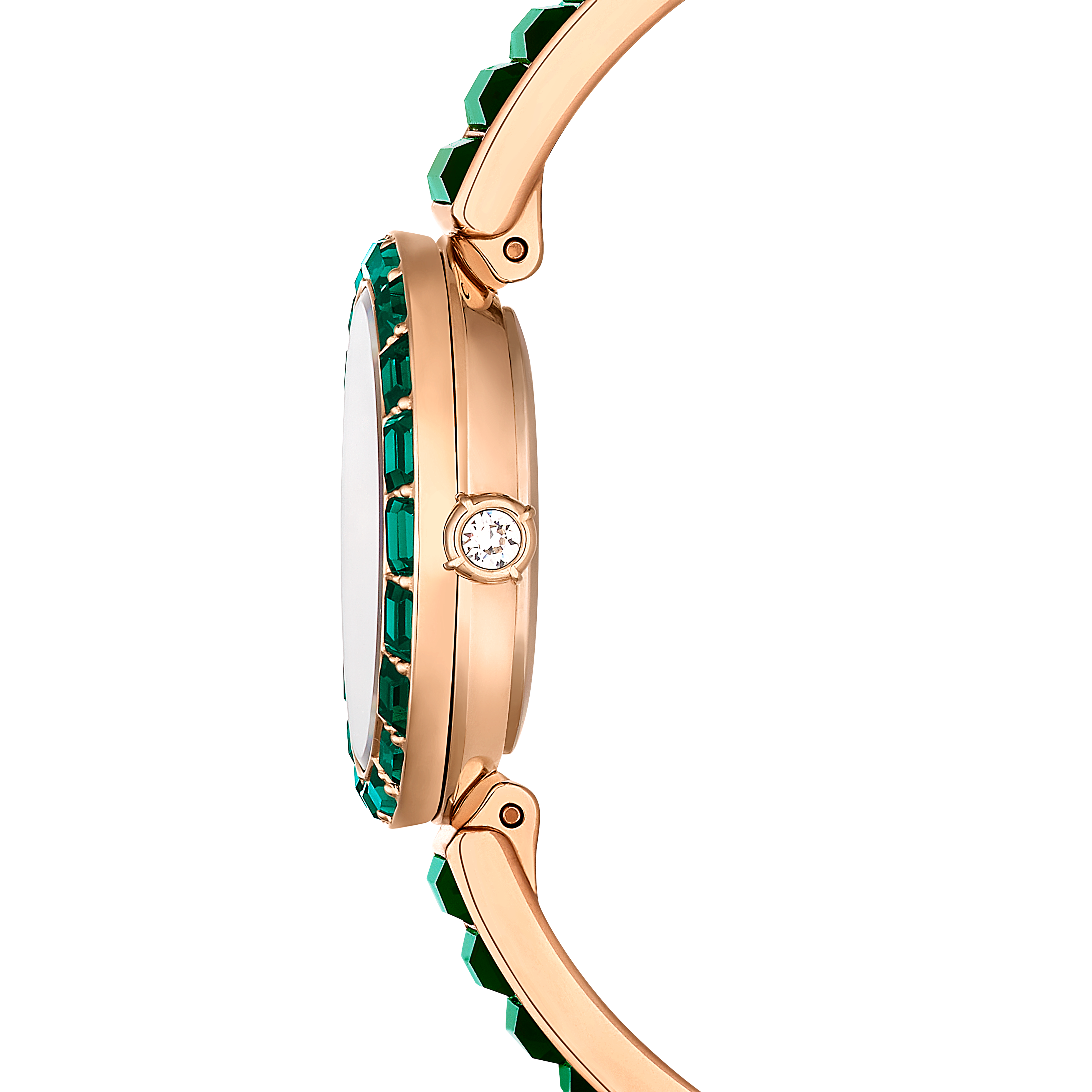 Swarovski Matrix bangle watch, Swiss Made, Crystal bracelet, Green, Champagne gold-tone finish 5690808