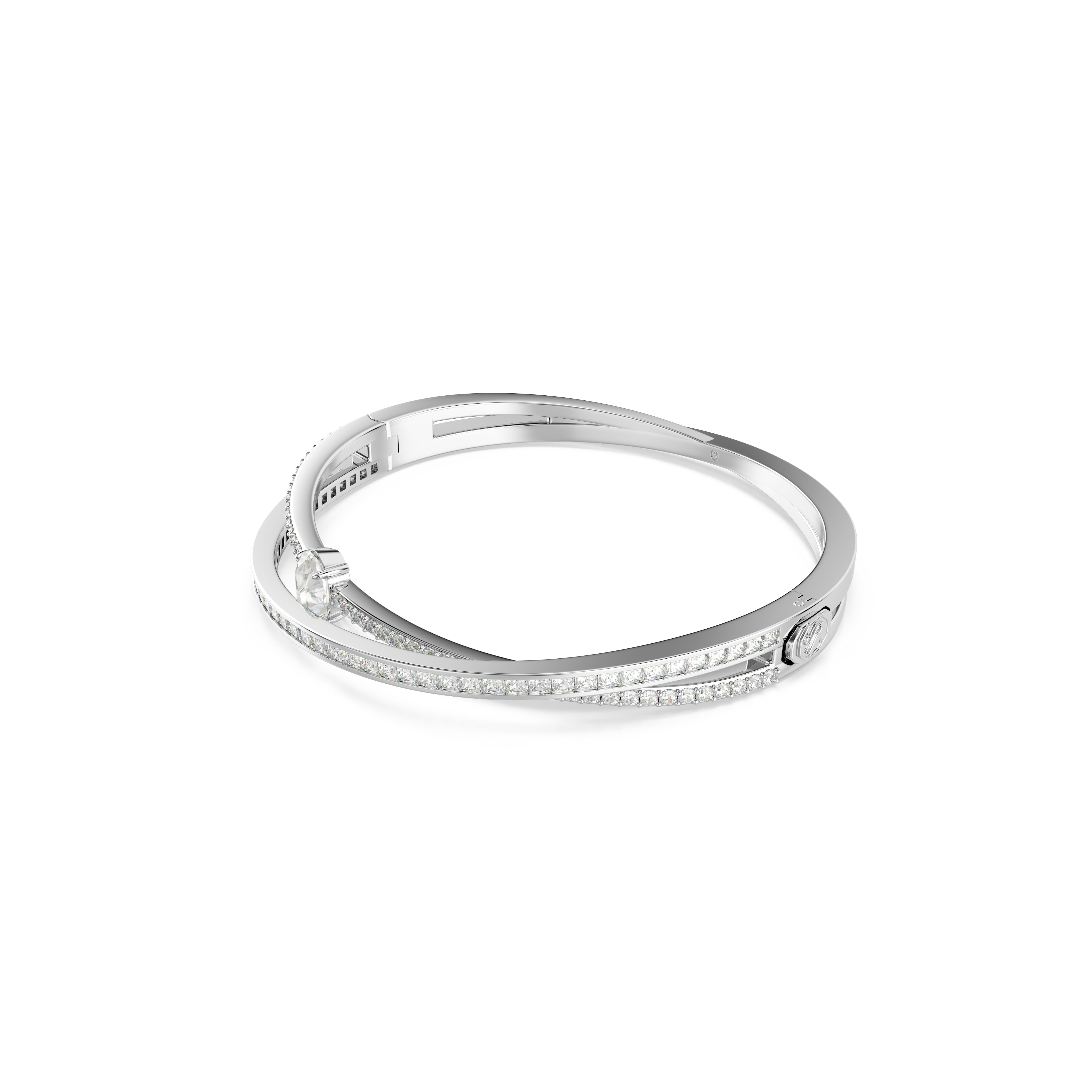 Swarovski Hyperbola bangle, Mixed cuts, White, Rhodium plated 5691225