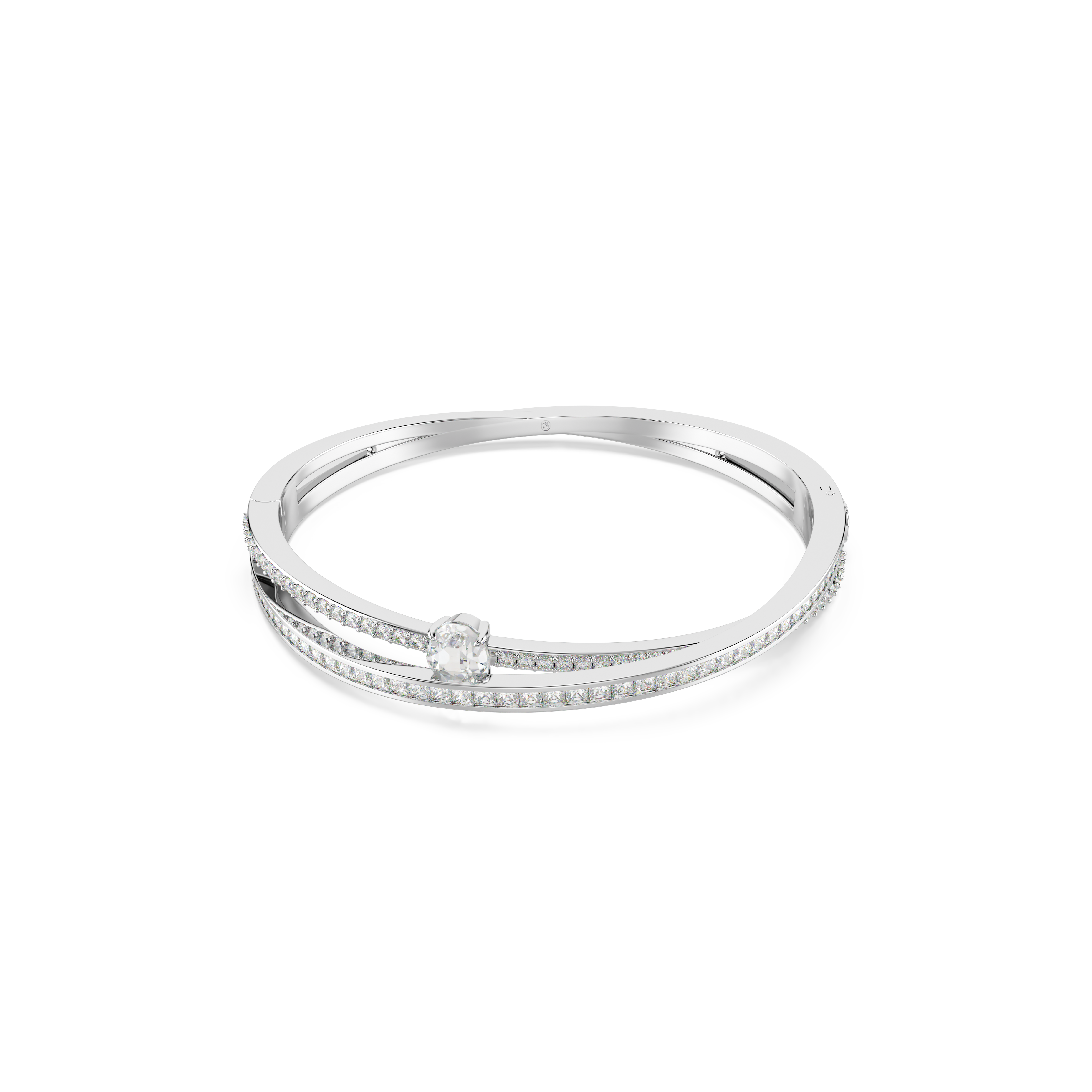 Swarovski Hyperbola bangle, Mixed cuts, White, Rhodium plated 5691226