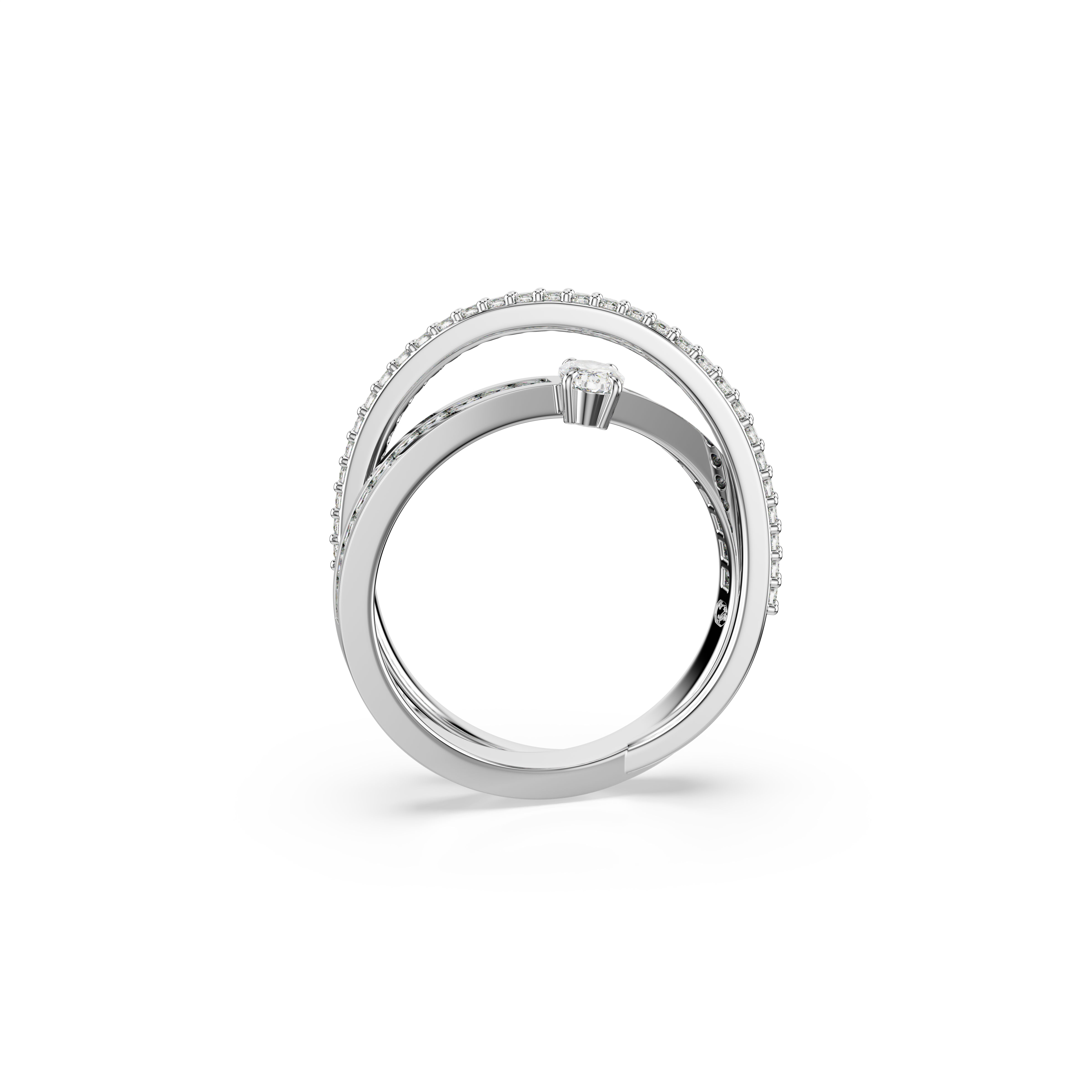 Swarovski Hyperbola ring, Mixed cuts, White, Rhodium plated 5691229