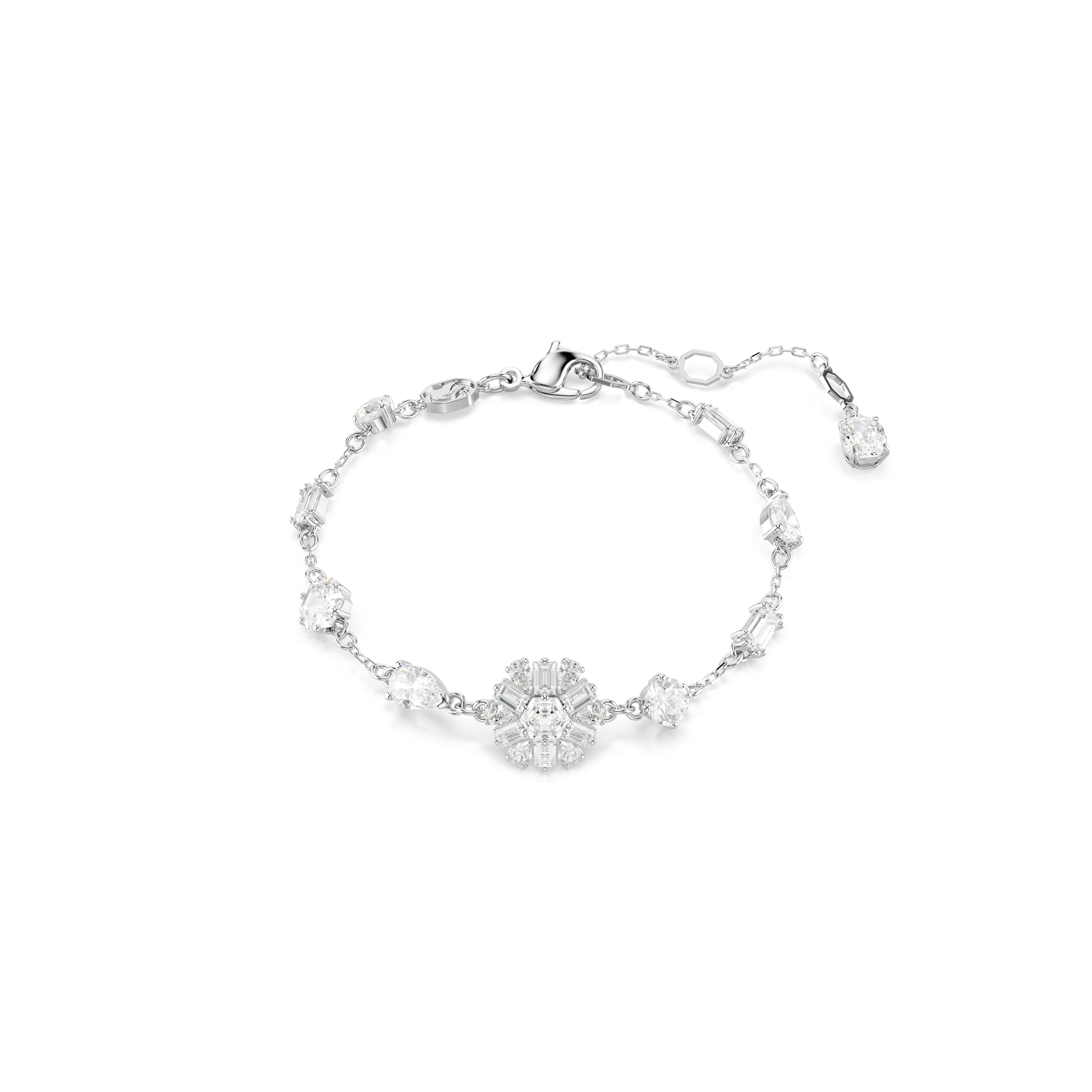 Swarovski Idyllia bracelet, Mixed cuts, Snowflake, White, Rhodium plated 5691485
