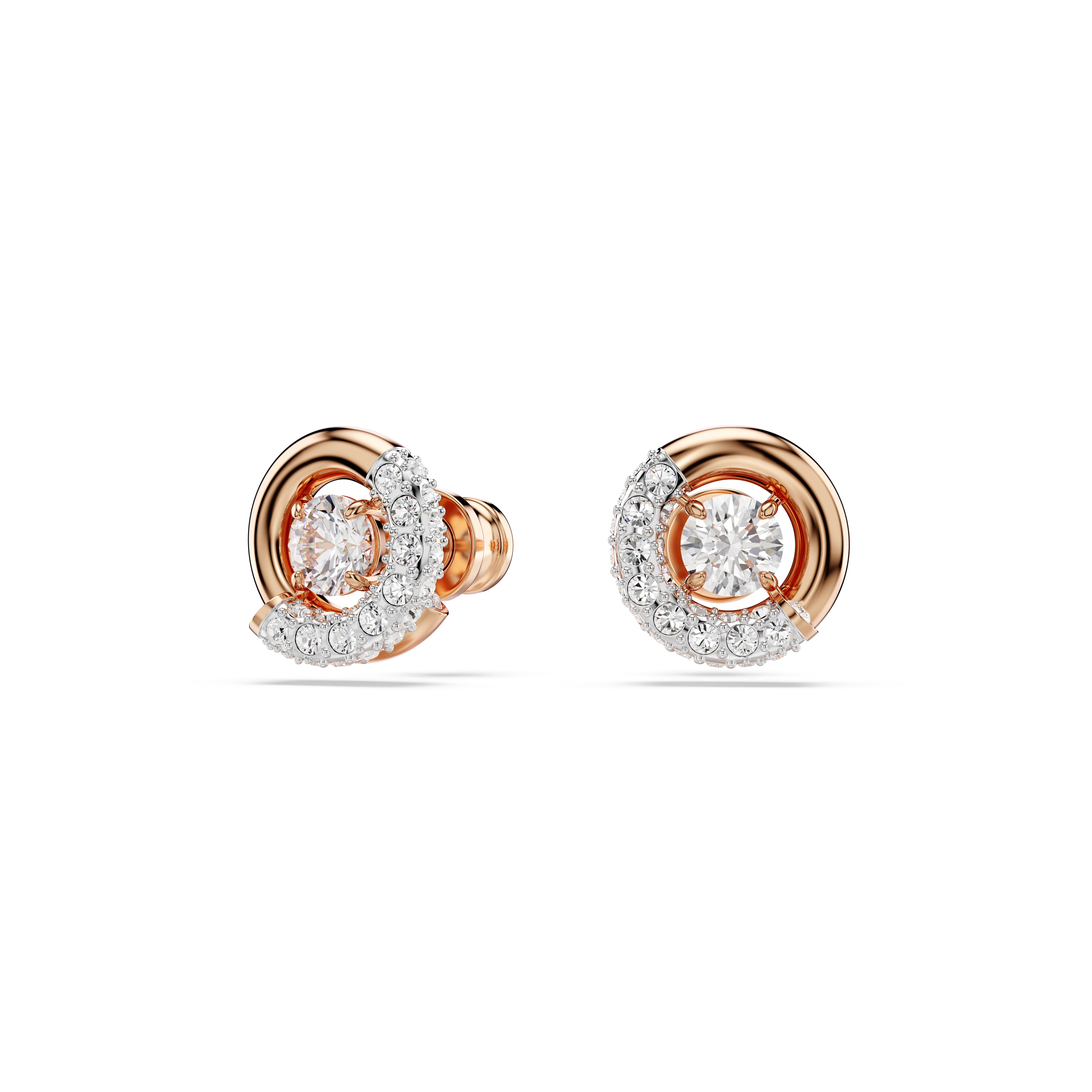 Swarovski Dextera stud earrings, Round cut, White, Rose gold-tone plated 5692258