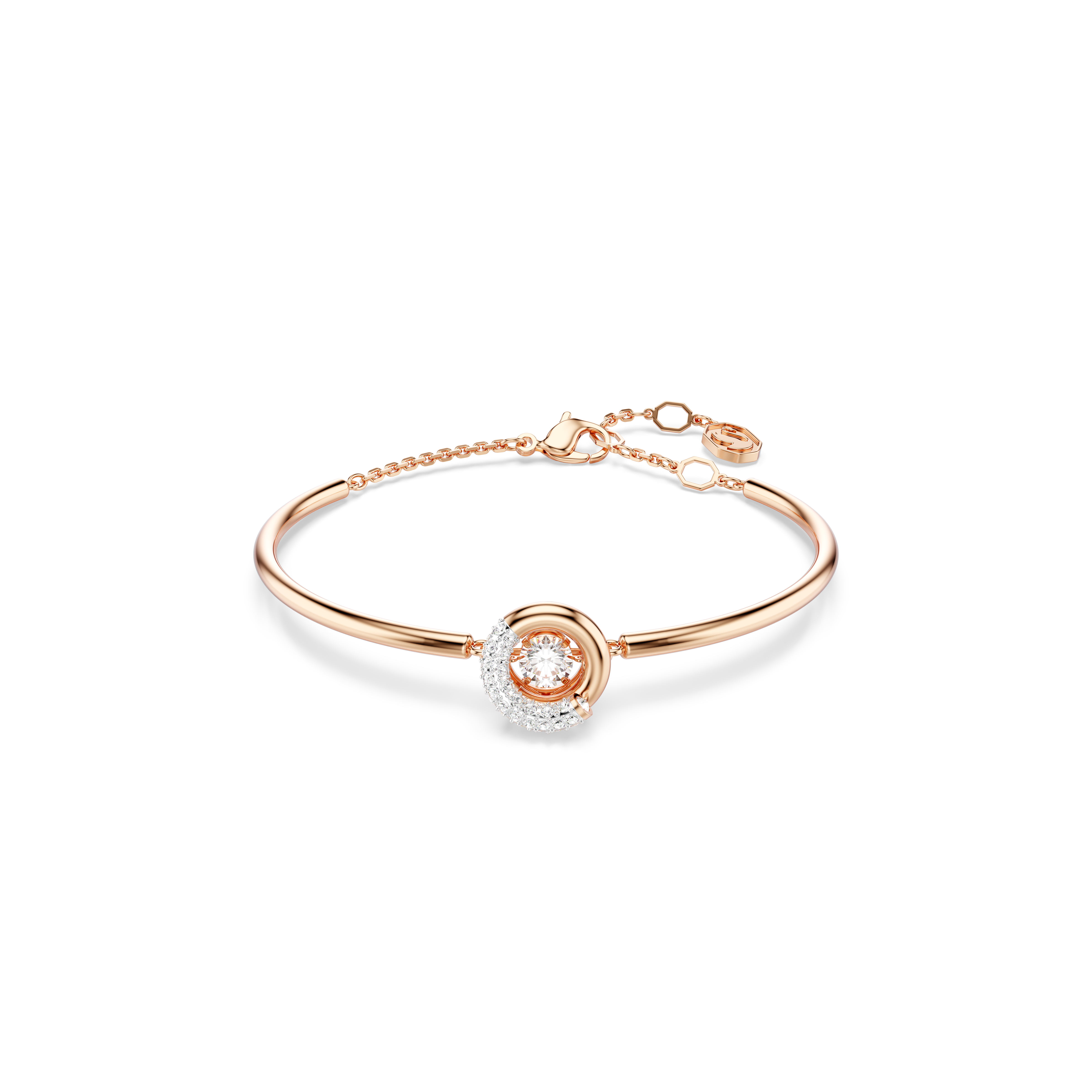 Swarovski Dextera bangle, Round cut, White, Rose gold-tone plated 5692259
