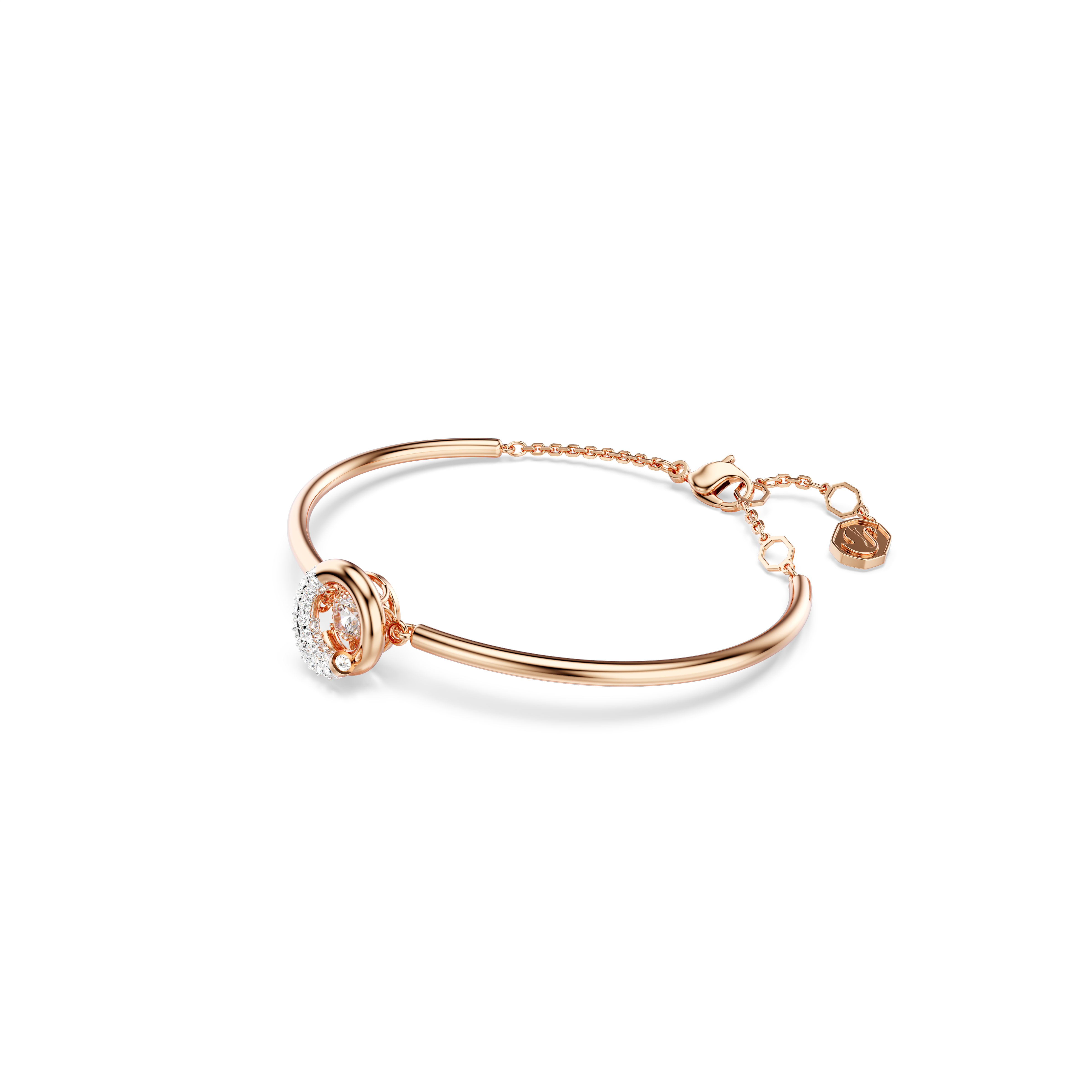 Swarovski Dextera bangle, Round cut, White, Rose gold-tone plated 5692259