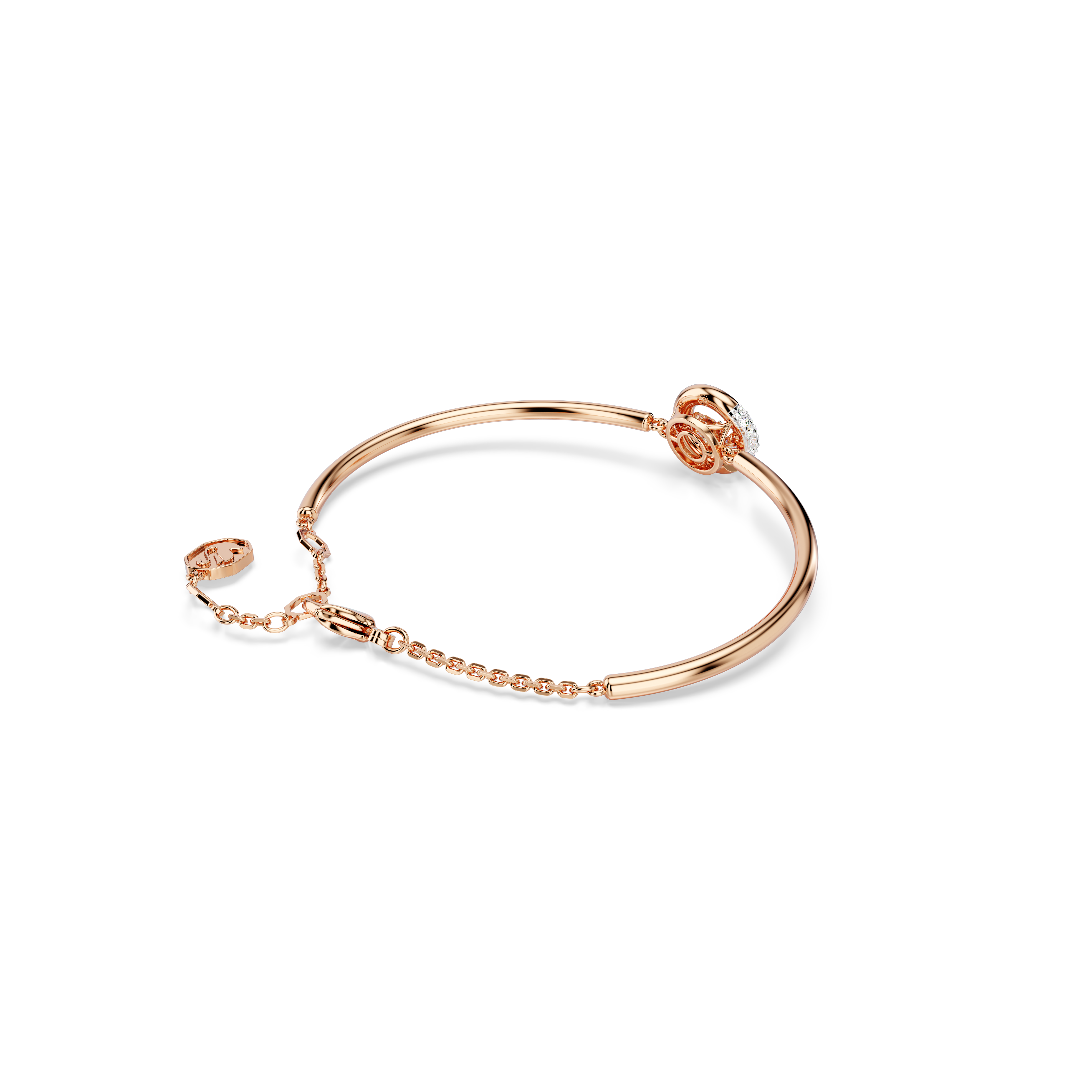 Swarovski Dextera bangle, Round cut, White, Rose gold-tone plated 5692259