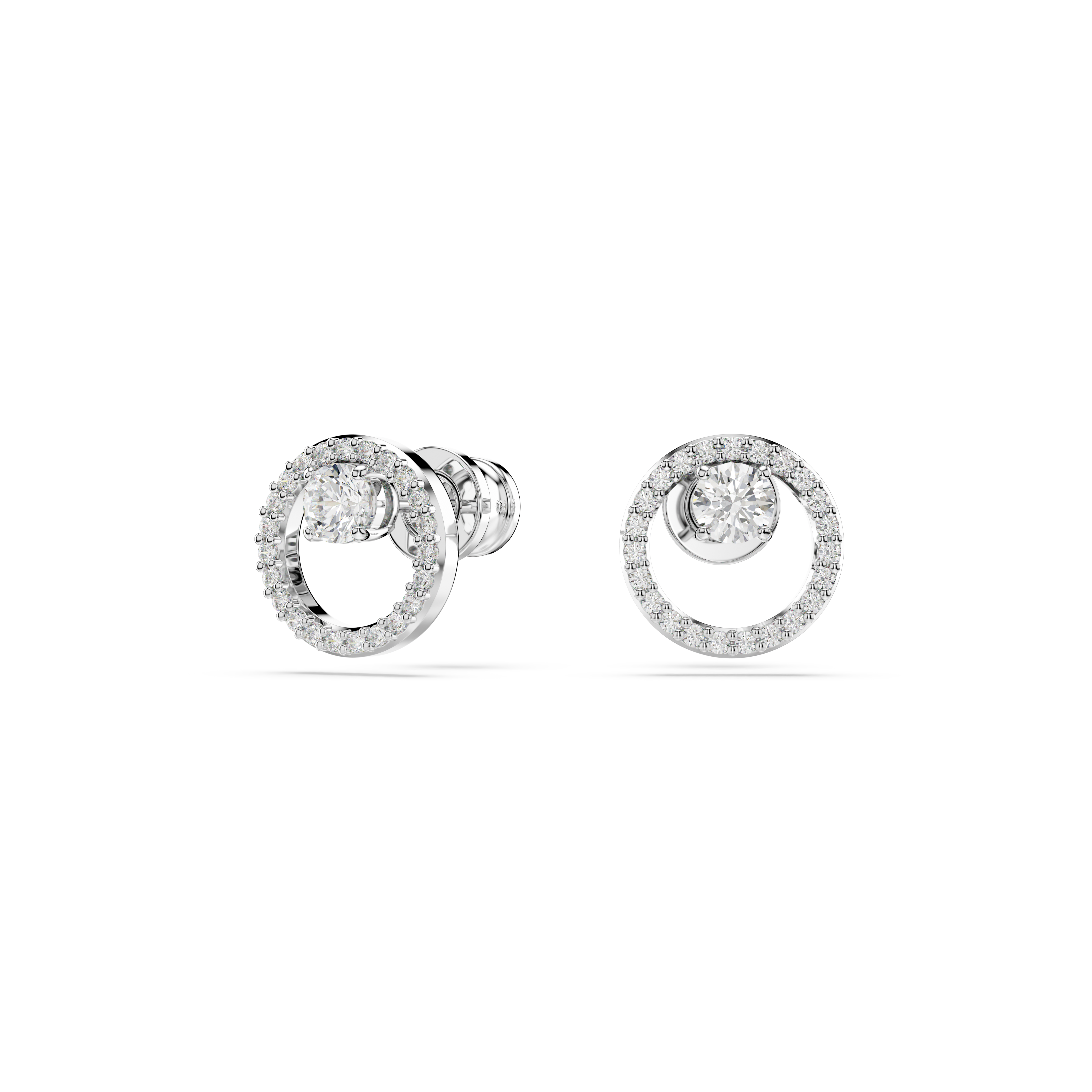 Swarovski Constella stud earrings, Round cut, White, Rhodium plated 5692262
