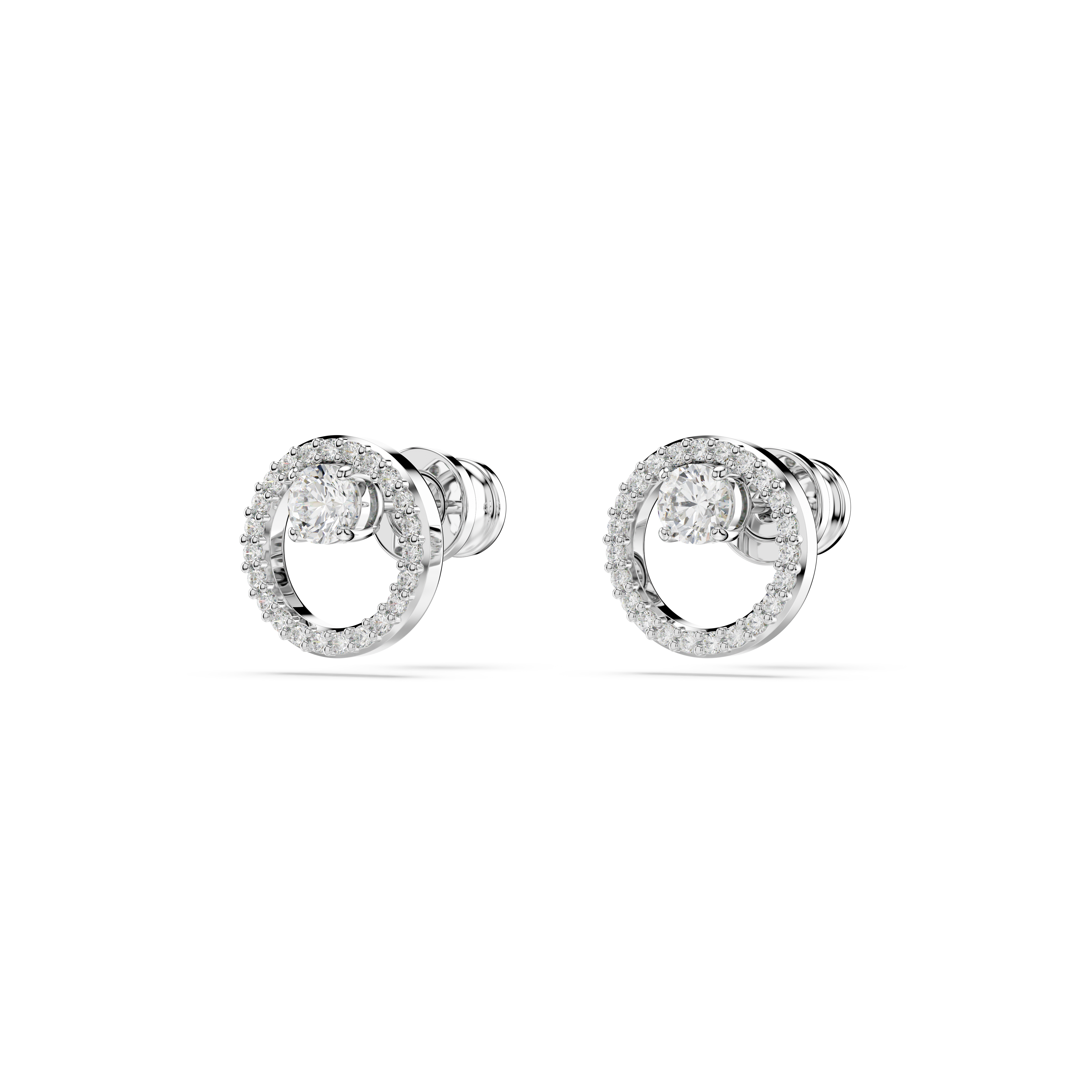 Swarovski Constella stud earrings, Round cut, White, Rhodium plated 5692262